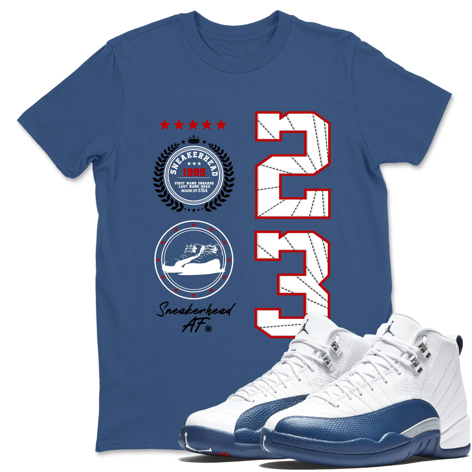 Sneaker Emblem Sneaker Tees - Air Jordan 12 French Blue