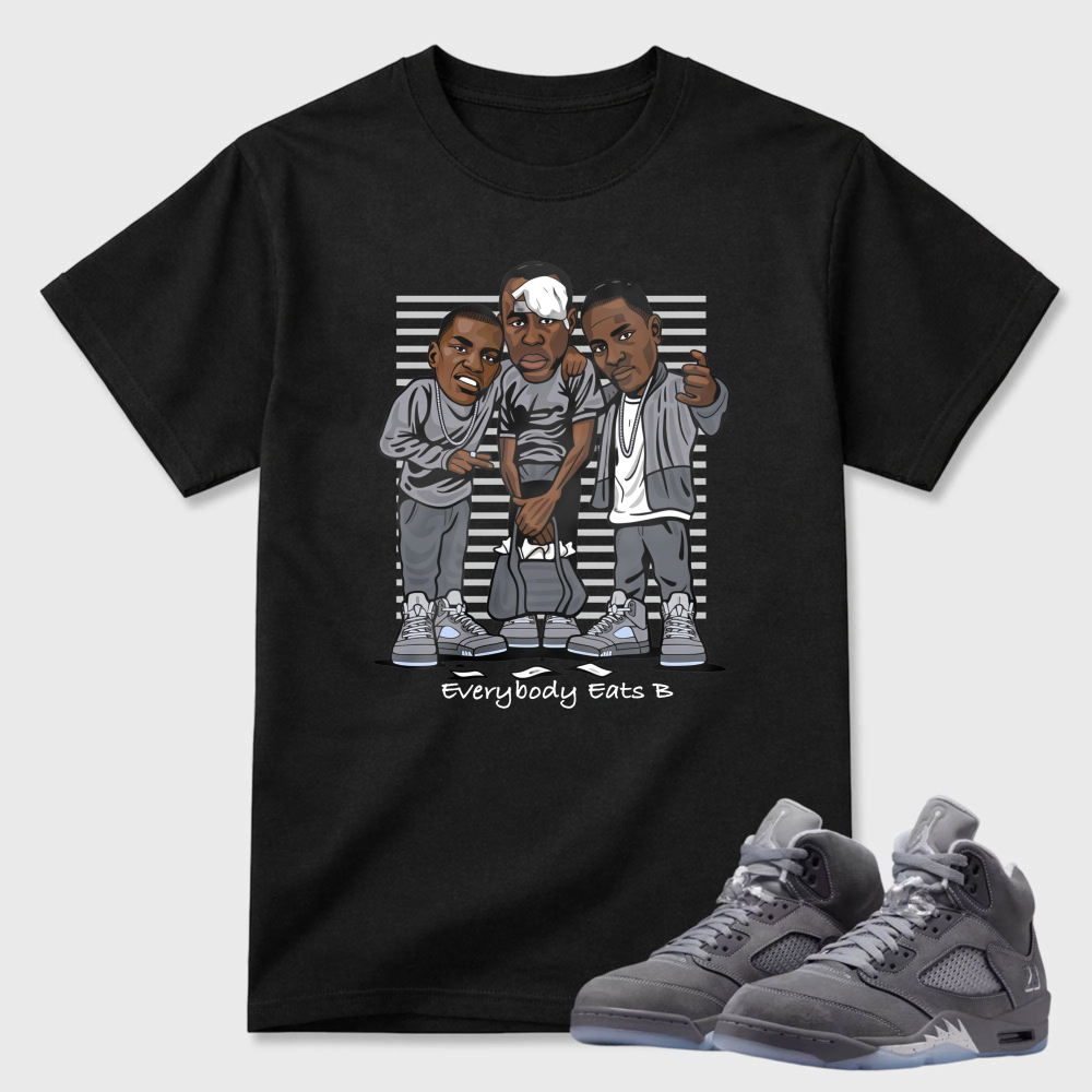 Cartoon Characters Standing Together Sneaker T Shirt Matching Air Jordan 5 Wolf Grey
