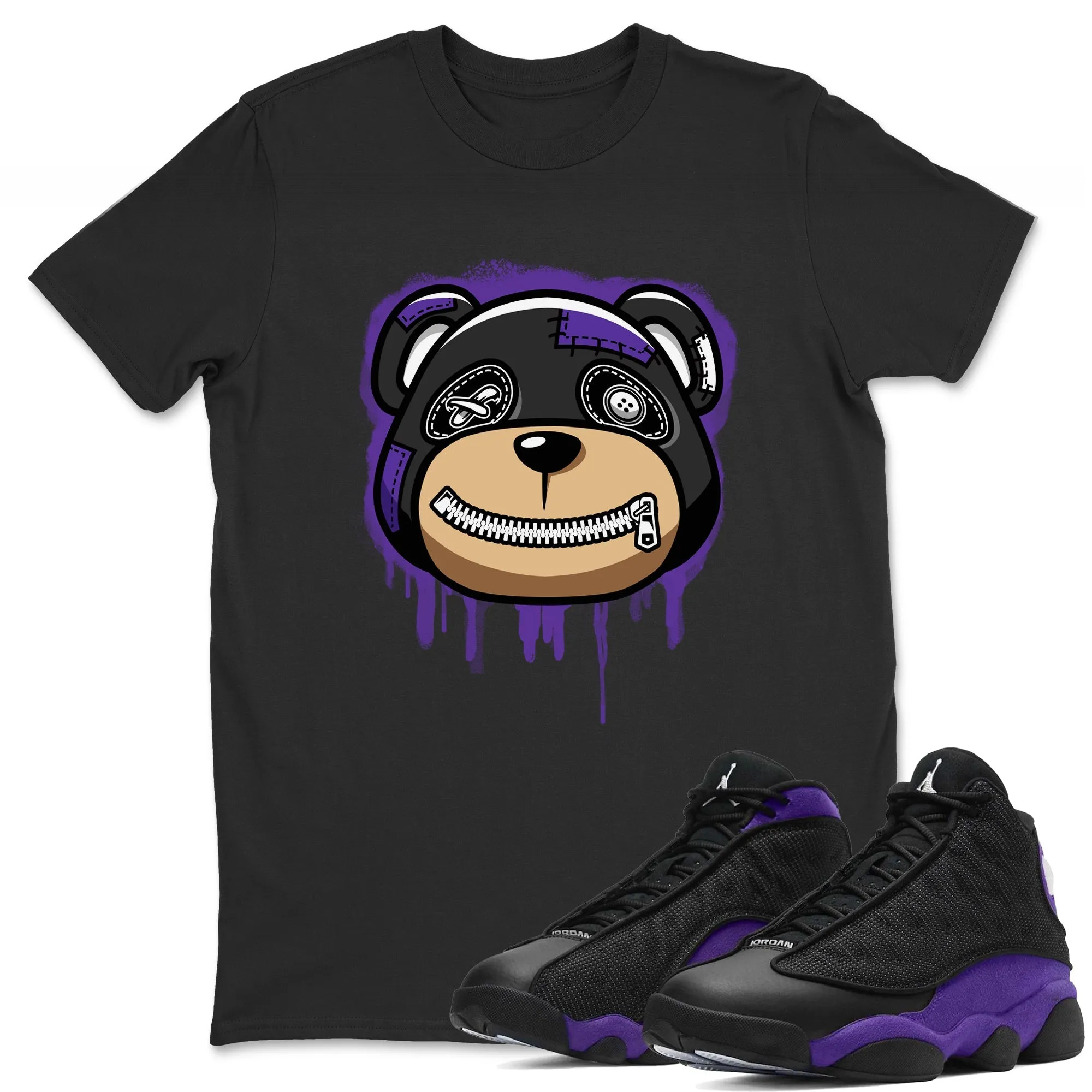 Bear Face Unisex Tops - Air Jordan 13 Court Purple