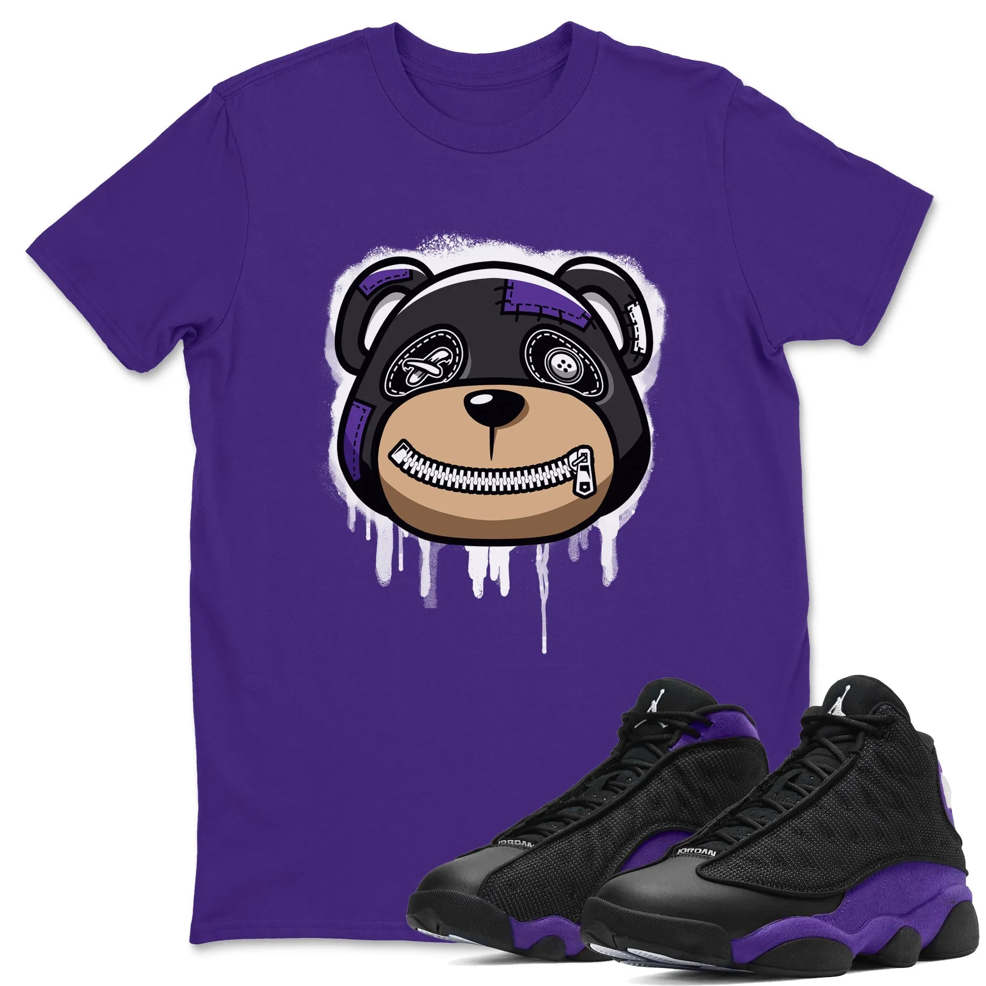 Bear Face Unisex Tops - Air Jordan 13 Court Purple