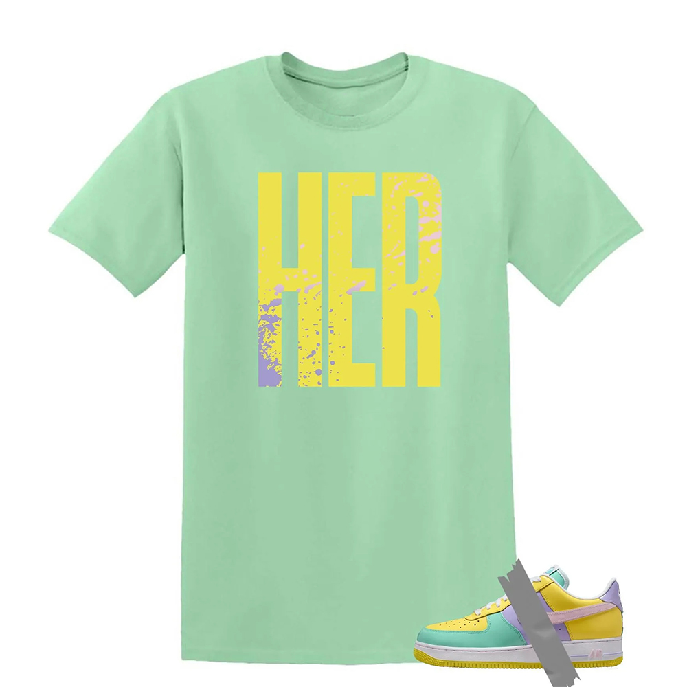 HER Dunk Air Force 1 Emerald Rise Yellow Pulse Hydrangeas Mint Pink Foam 2026 Low T Shirt