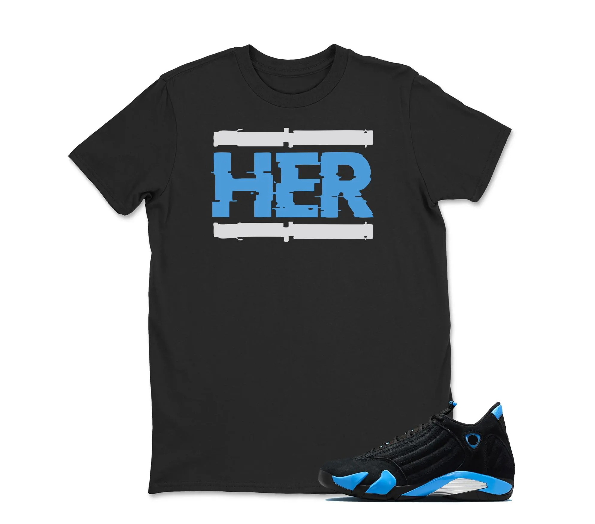 TeeAJX HER - Jordan 14 University Blue Matching Sneaker Tee Perfect Gift for Jordan Fans