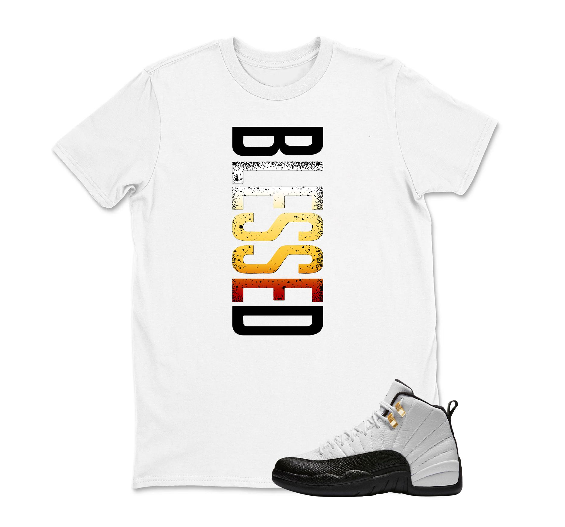 TeeAJX Blessed - Jordan 12 University Matching Sneaker Tee Perfect Gift for Jordan Fans