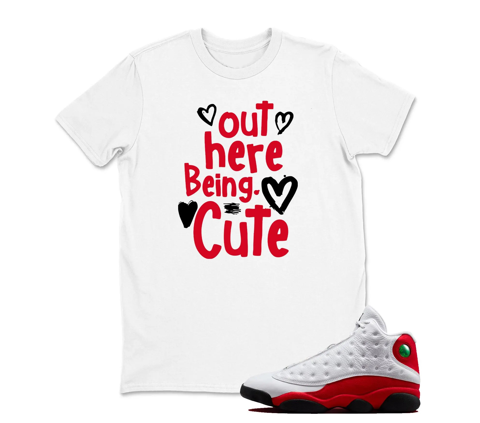 TeeAJX CUTE T-Shirt Matching Jordan 13 OG Chicago Red/White
