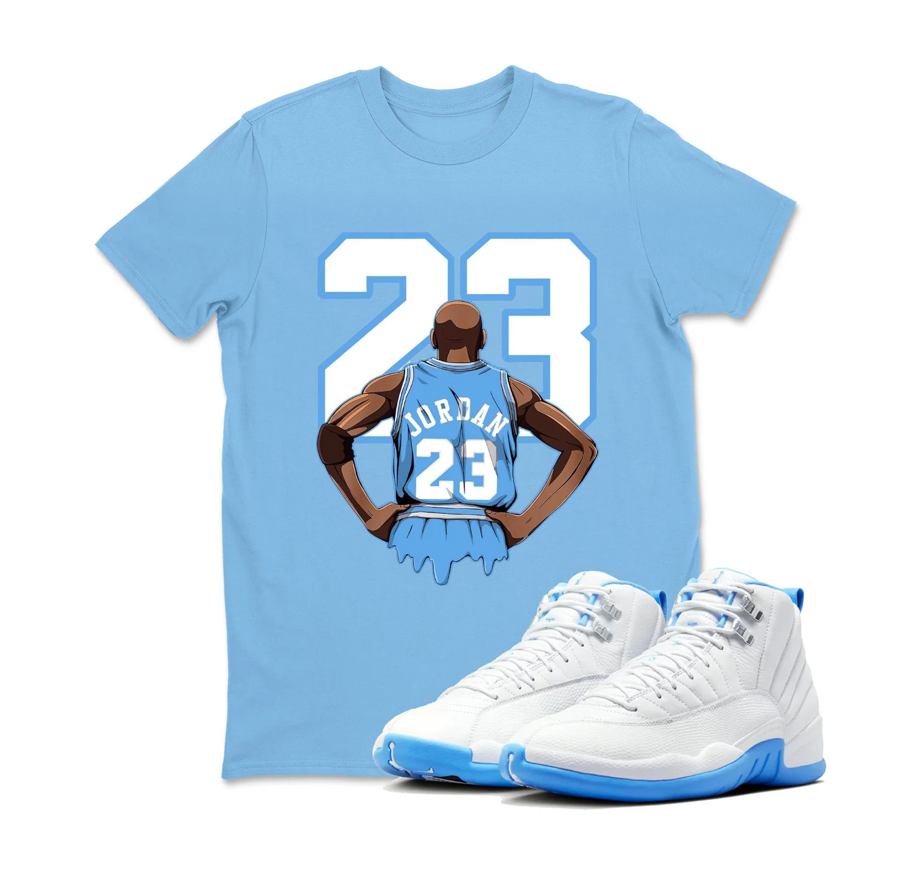 Number 23 Shirt to match the Jordan 12 Melo University blue Carolina blue