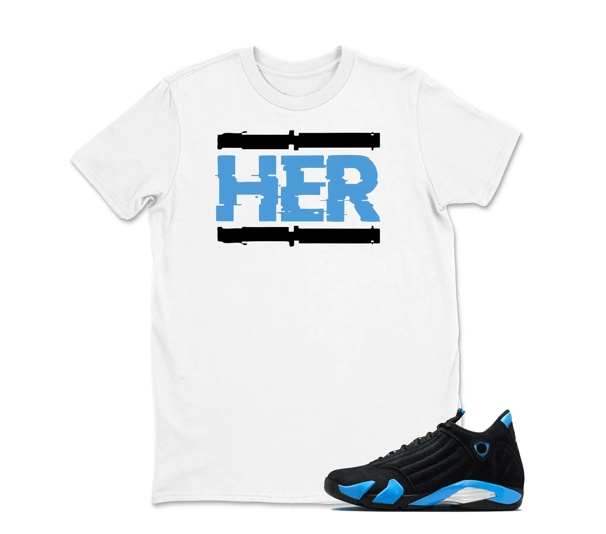 TeeAJX HER - Jordan 14 University Blue Matching Sneaker Tee Perfect Gift for Jordan Fans