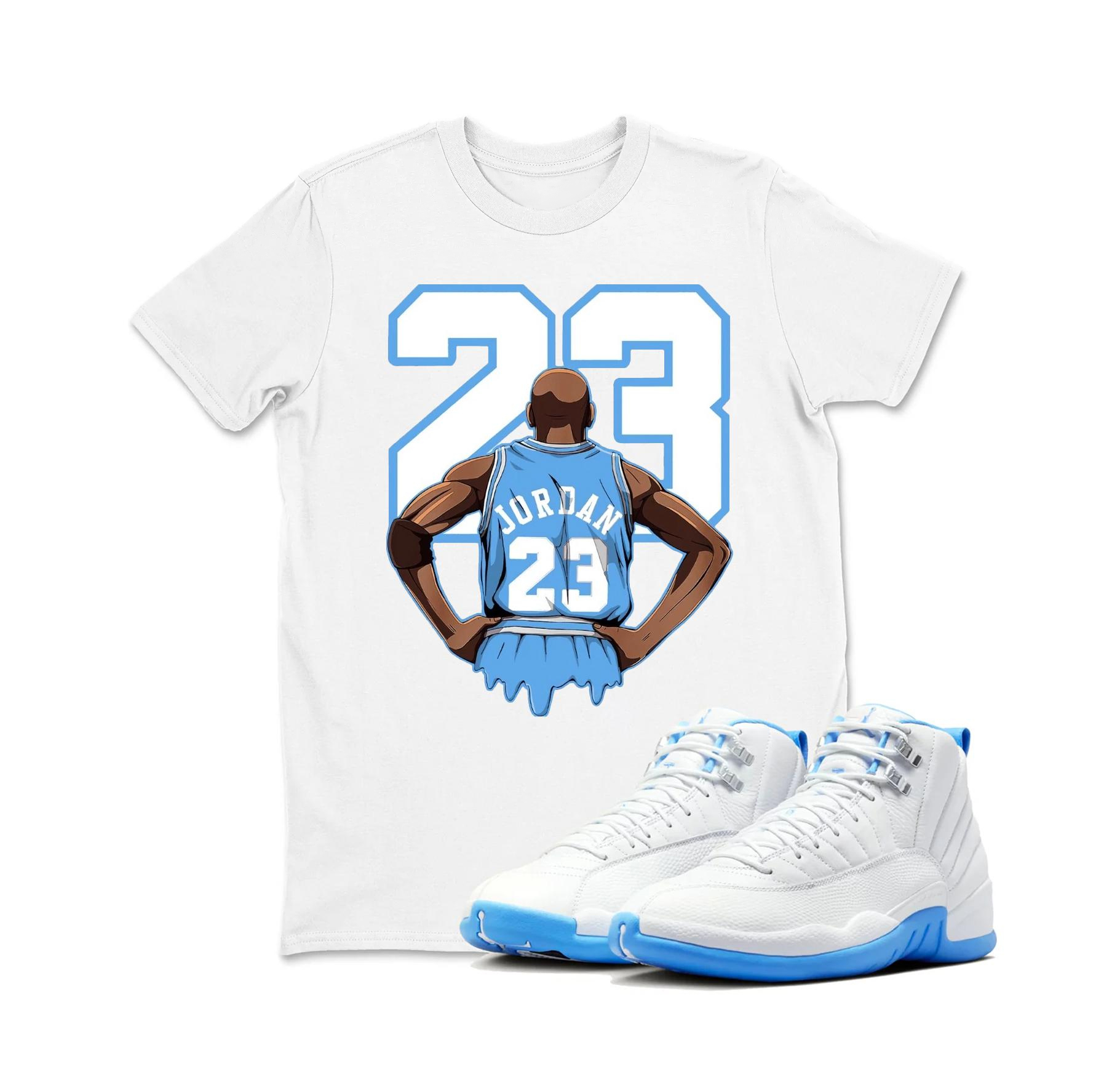 Number 23 Shirt to match the Jordan 12 Melo University blue Carolina blue