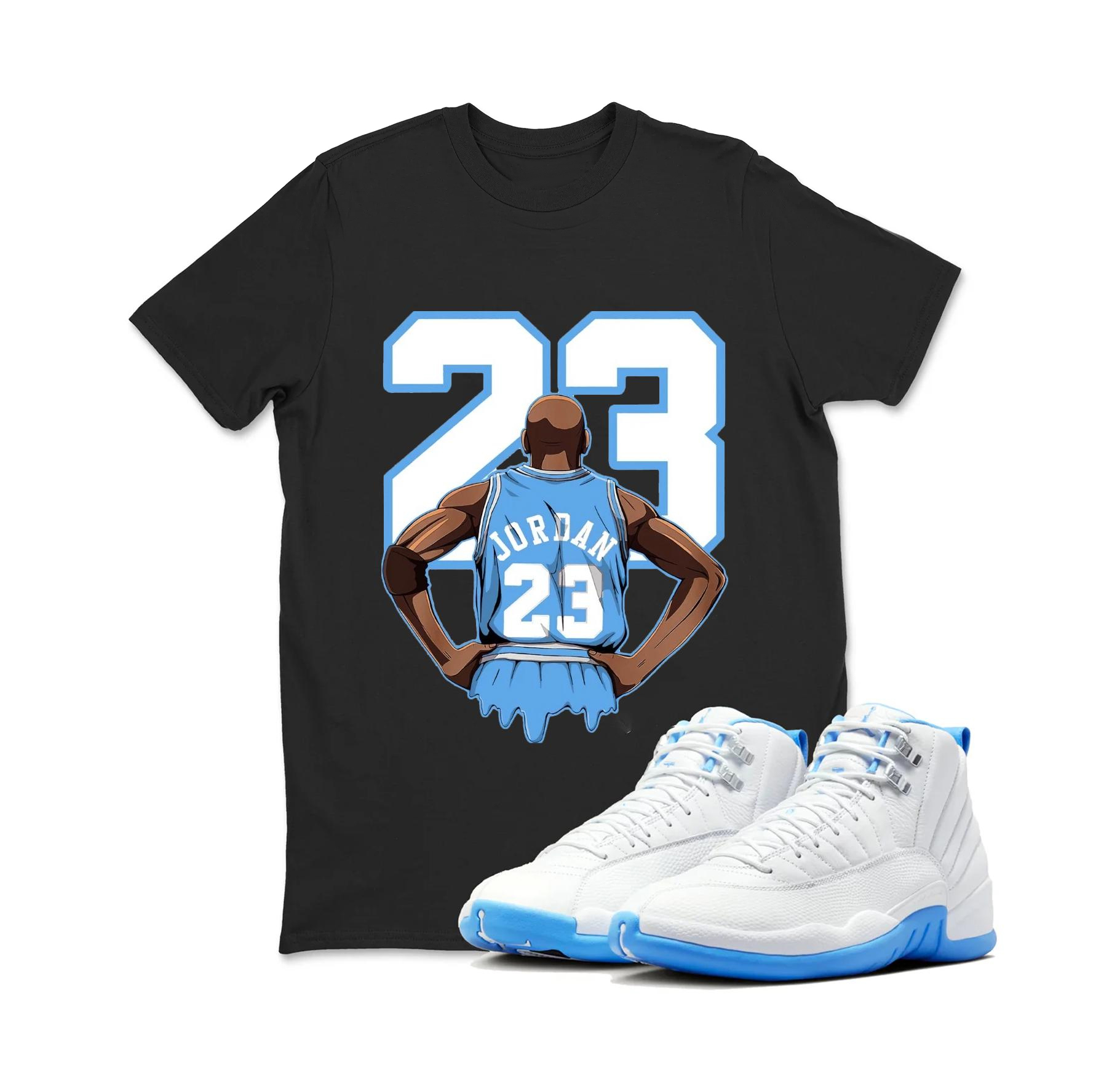 Number 23 Shirt to match the Jordan 12 Melo University blue Carolina blue