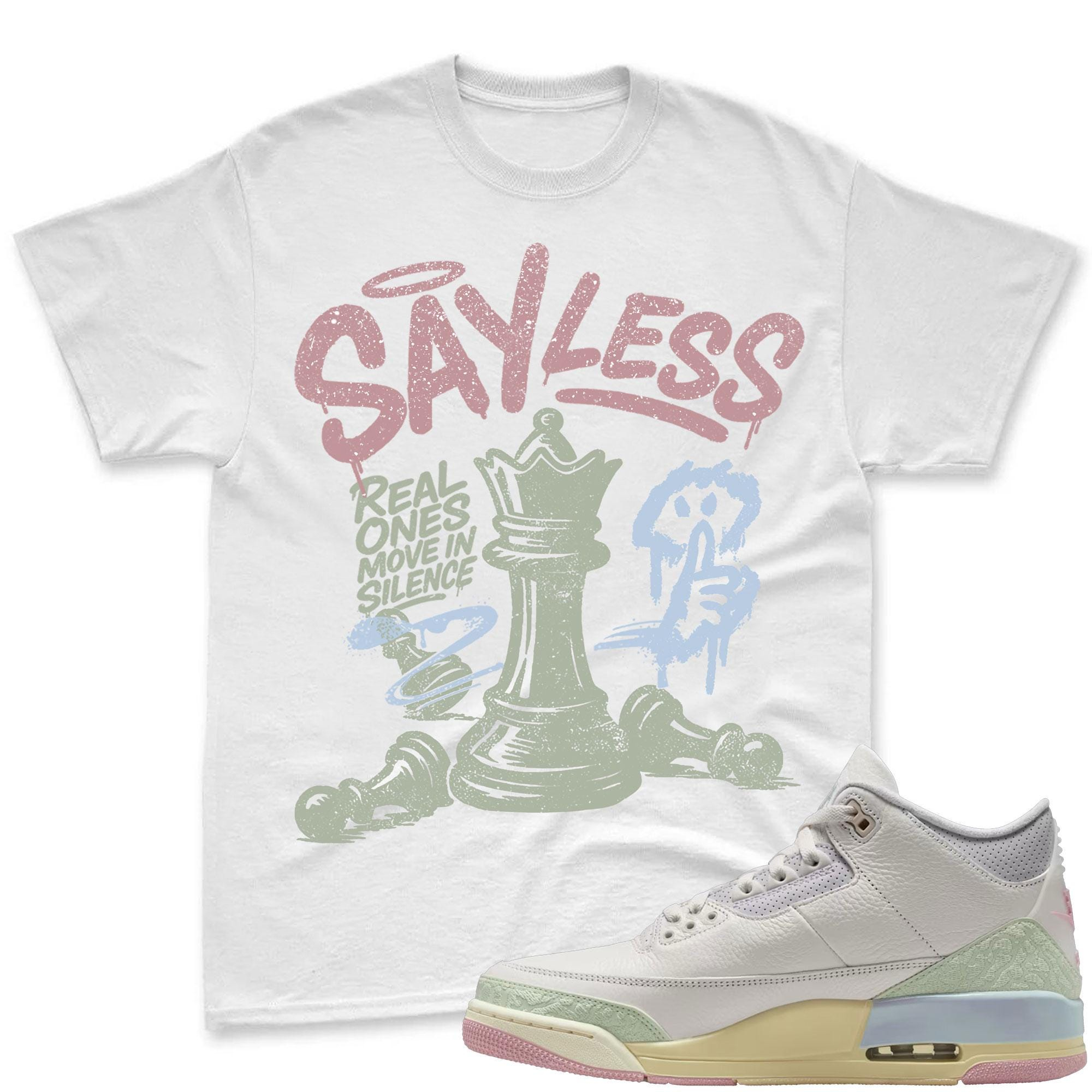SAYLESS! Sneaker Shirt To Match Jordan 3 Sail & Jade Aura