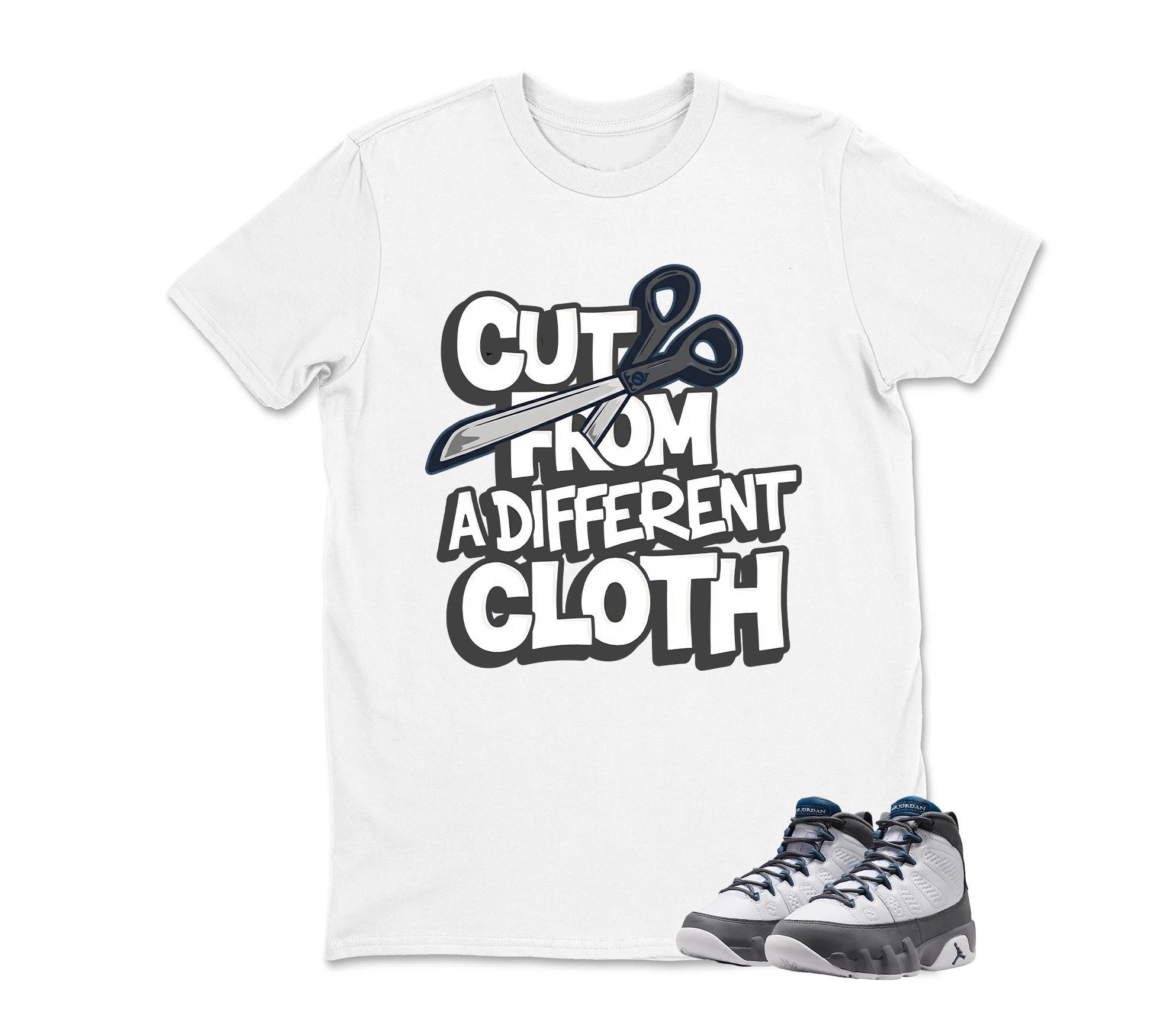 Cut From A Different Cloth Jordan 9 Flint Grey Matching Sneaker Tee Shirt White