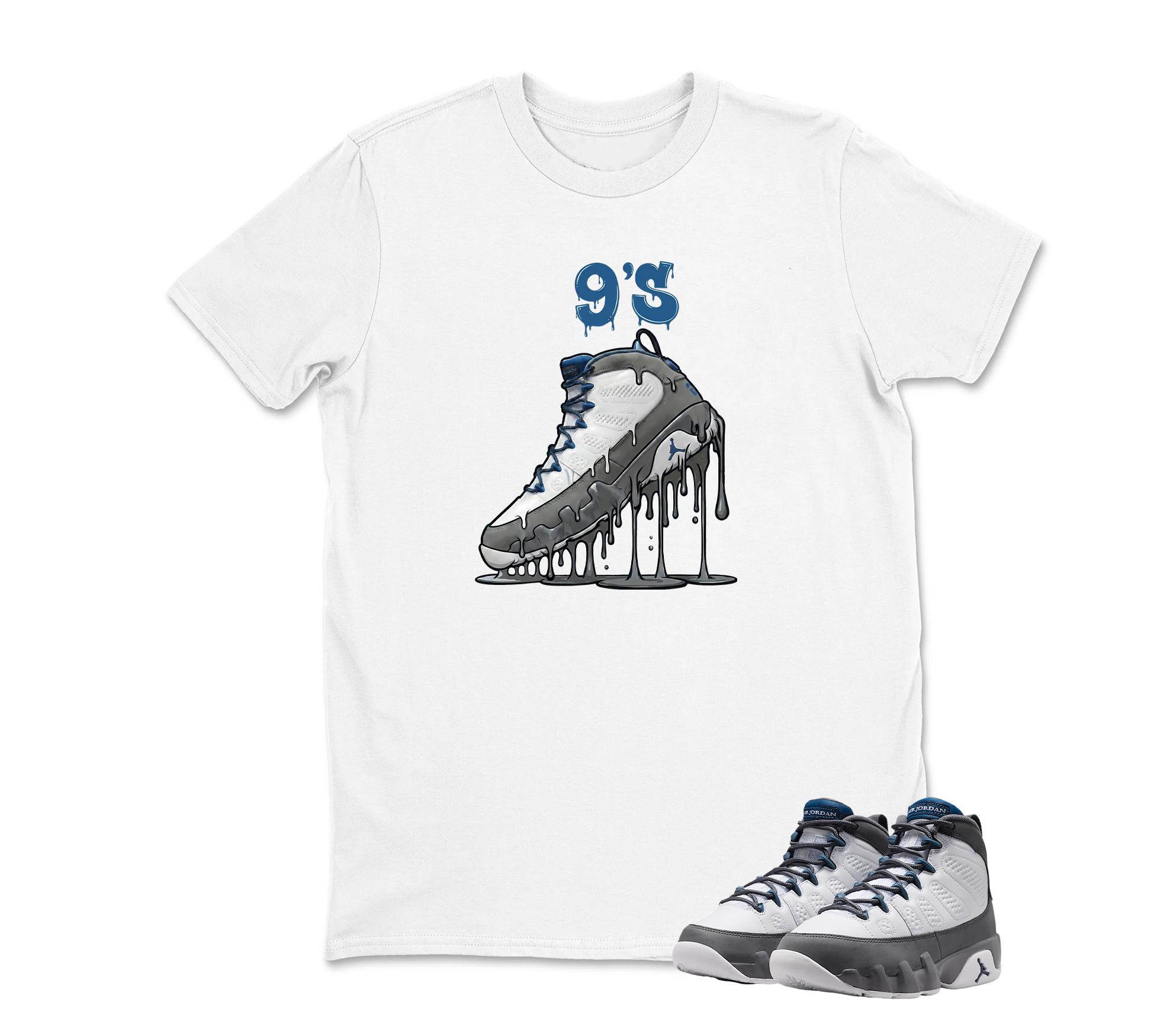 9'S Dripping Shoe Jordan 9 Flint Grey Matching Sneaker Tee Shirt White