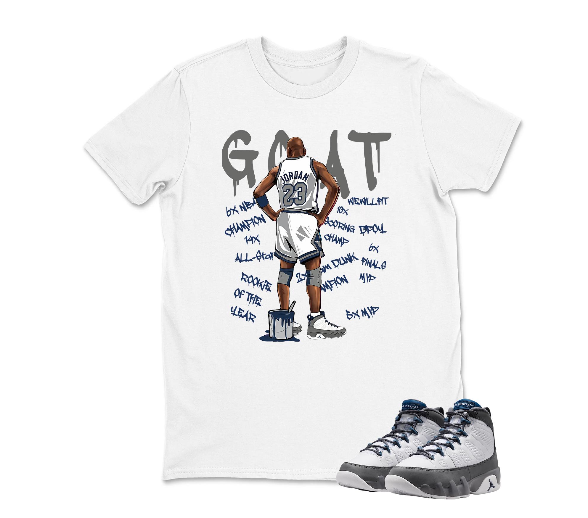 MJ Goat Jordan 9 Flint Grey Matching Sneaker Tee Shirt White