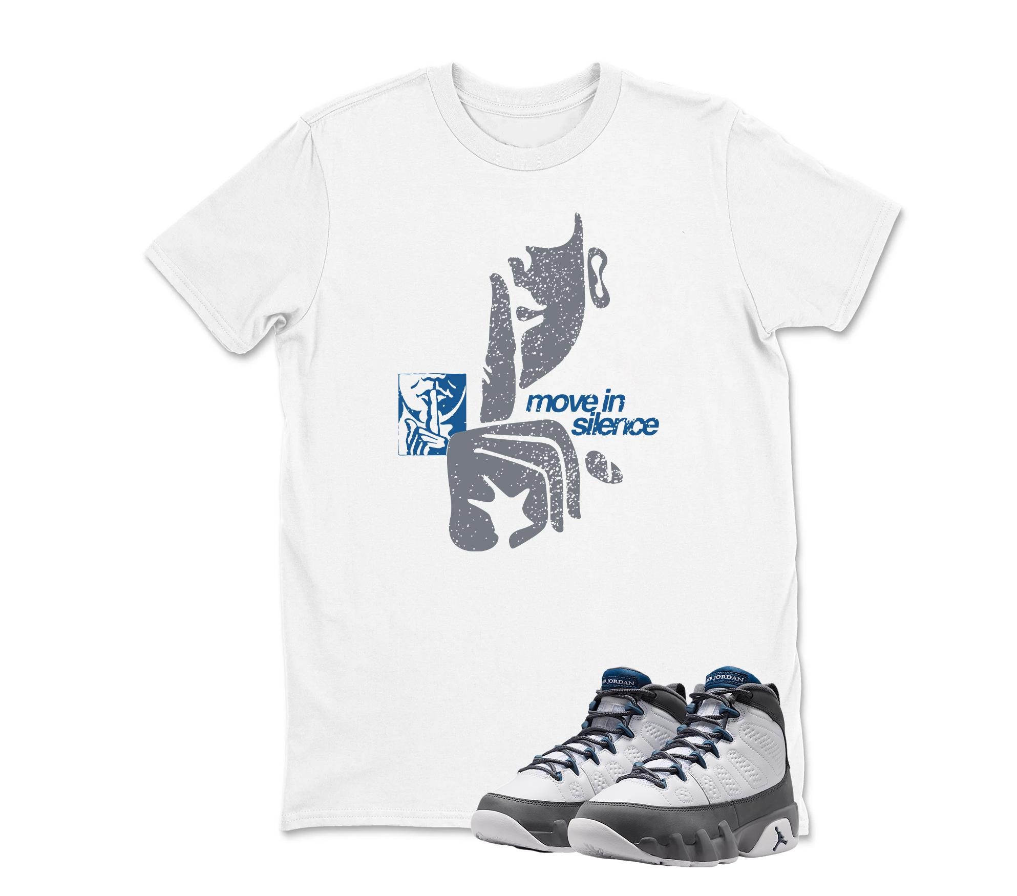Move In Silence Jordan 9 Flint Grey Matching Sneaker Tee Shirt White