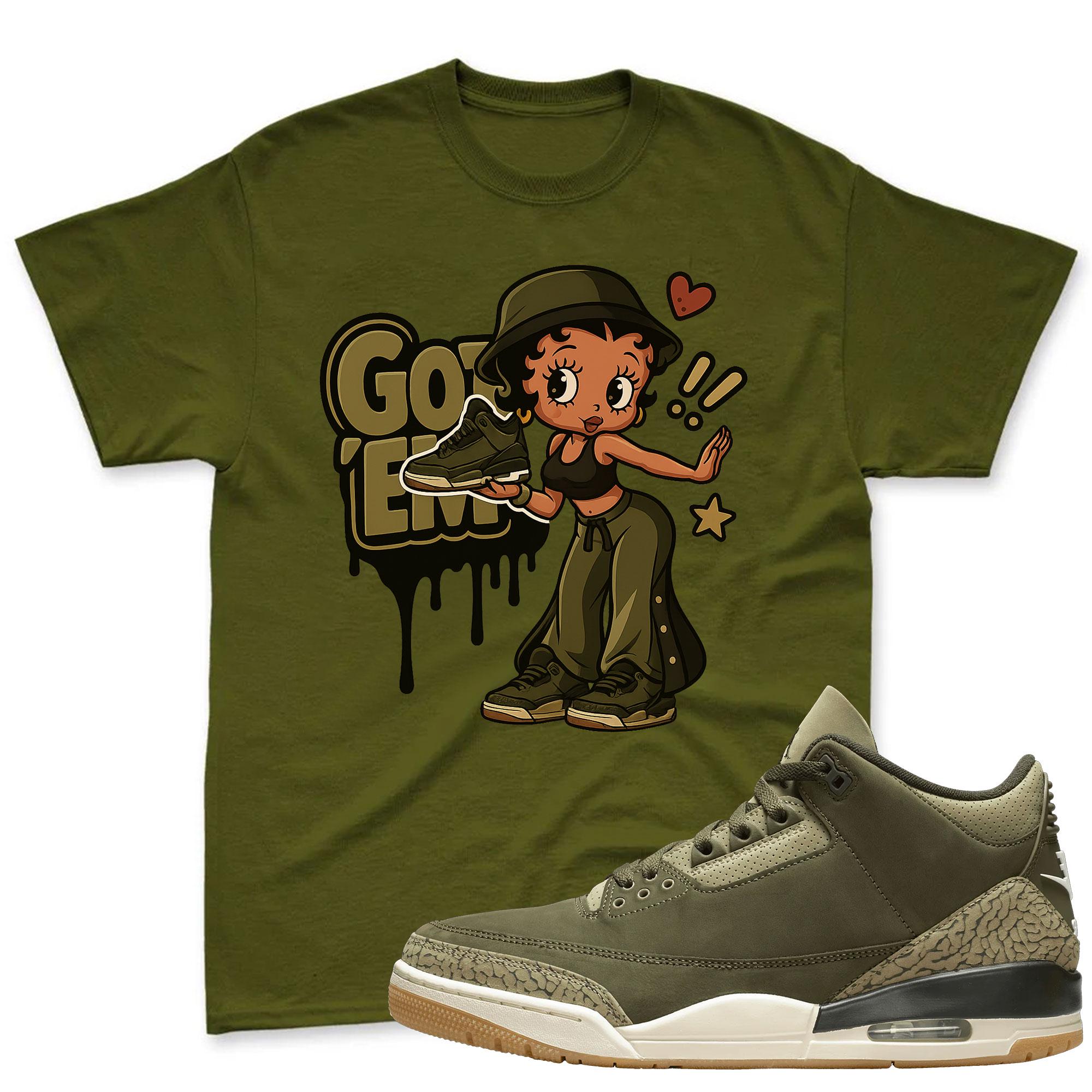 Got'em Sneaker Shirt To Match Jordan 3 Family Affair Medium Olive