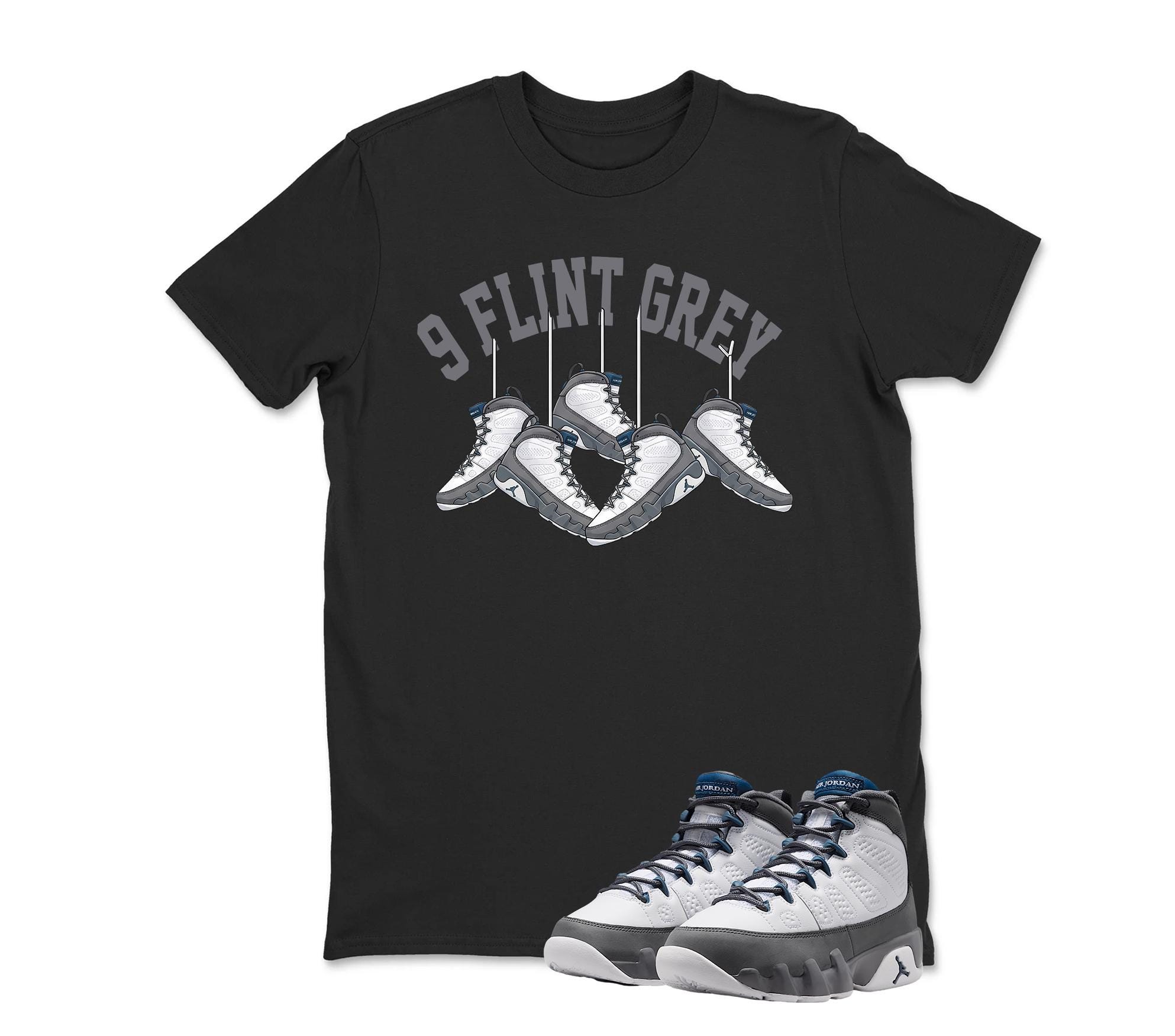 Jordan 9 Flint Grey Matching Sneaker Tee Shirt White