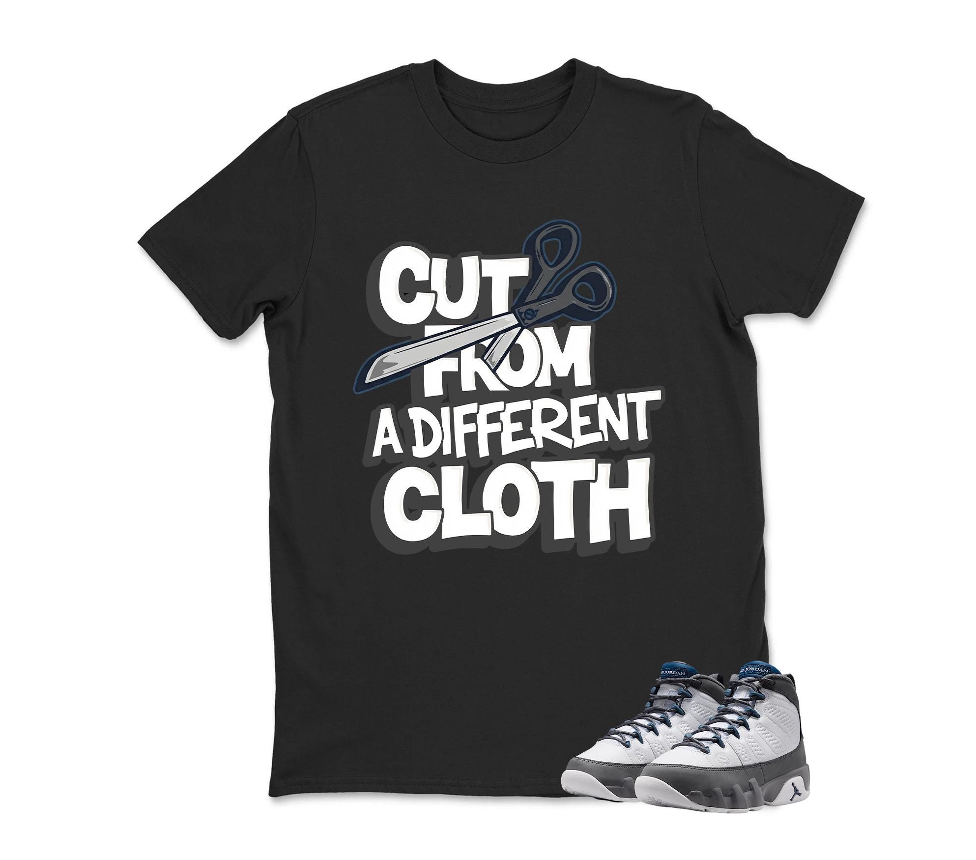 Cut From A Different Cloth Jordan 9 Flint Grey Matching Sneaker Tee Shirt White