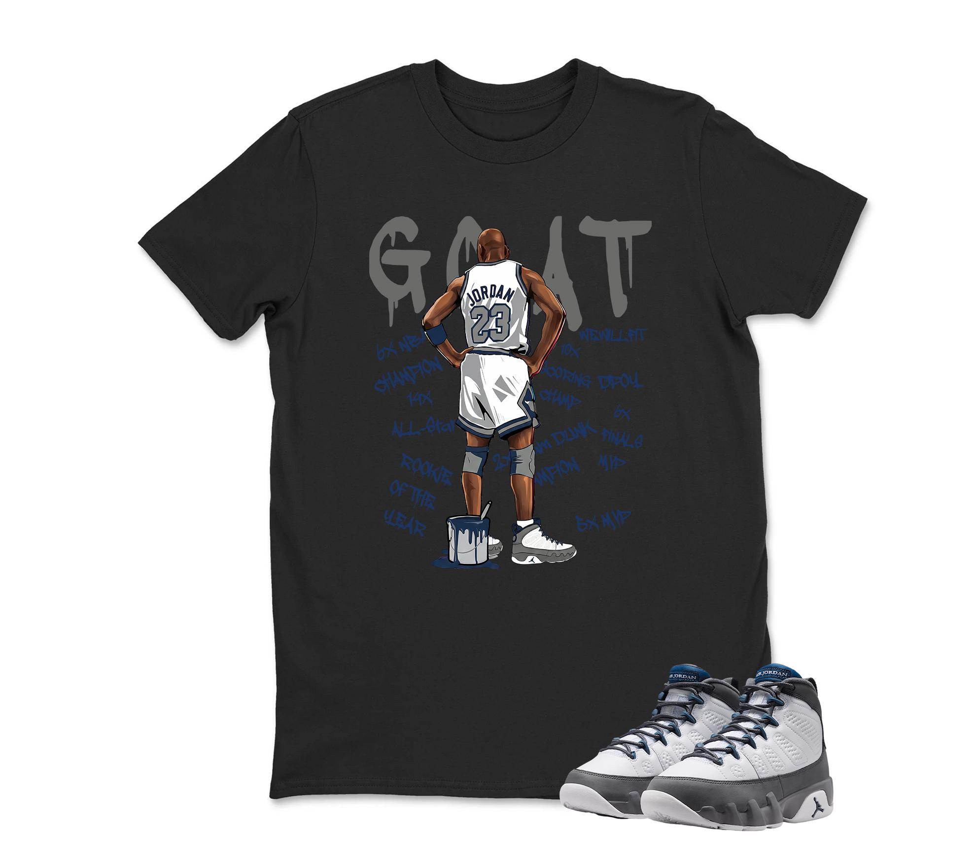 MJ Goat Jordan 9 Flint Grey Matching Sneaker Tee Shirt White