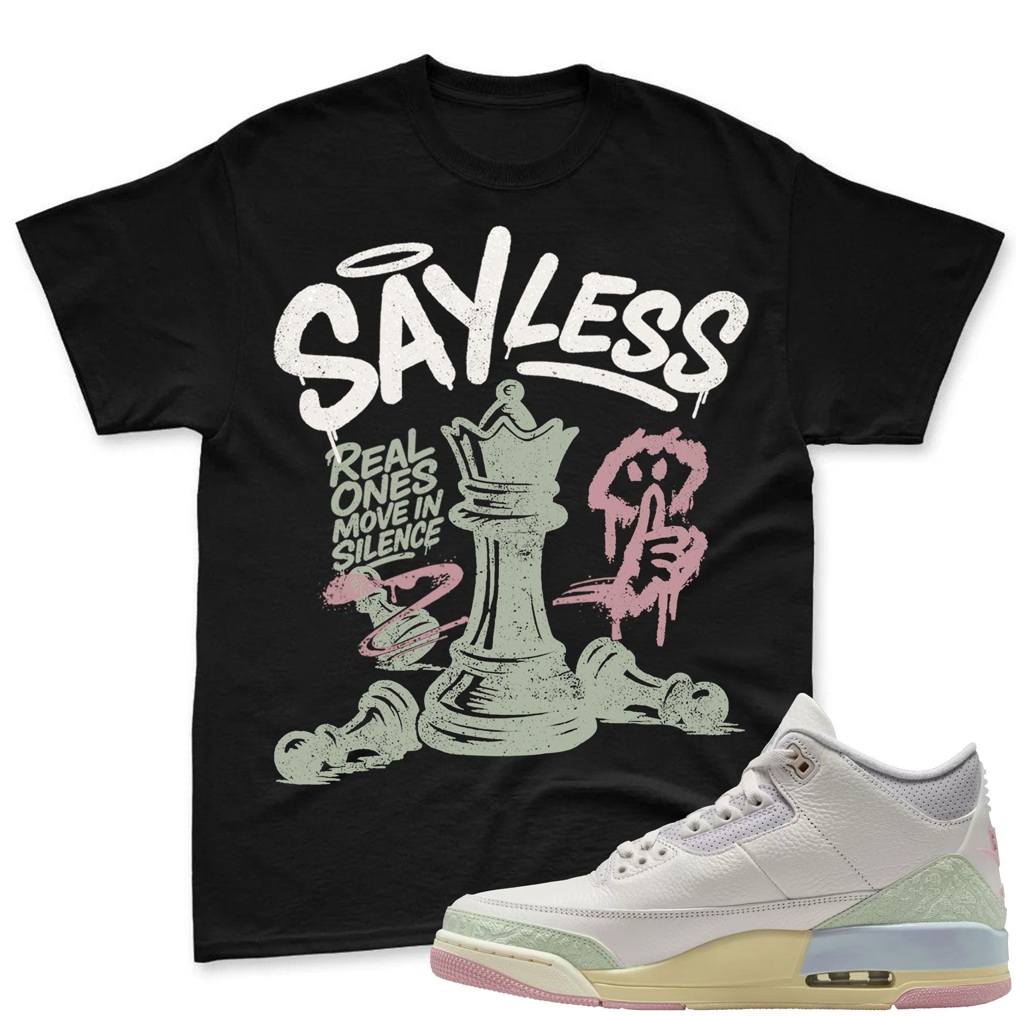 SAYLESS! Sneaker Shirt To Match Jordan 3 Sail & Jade Aura