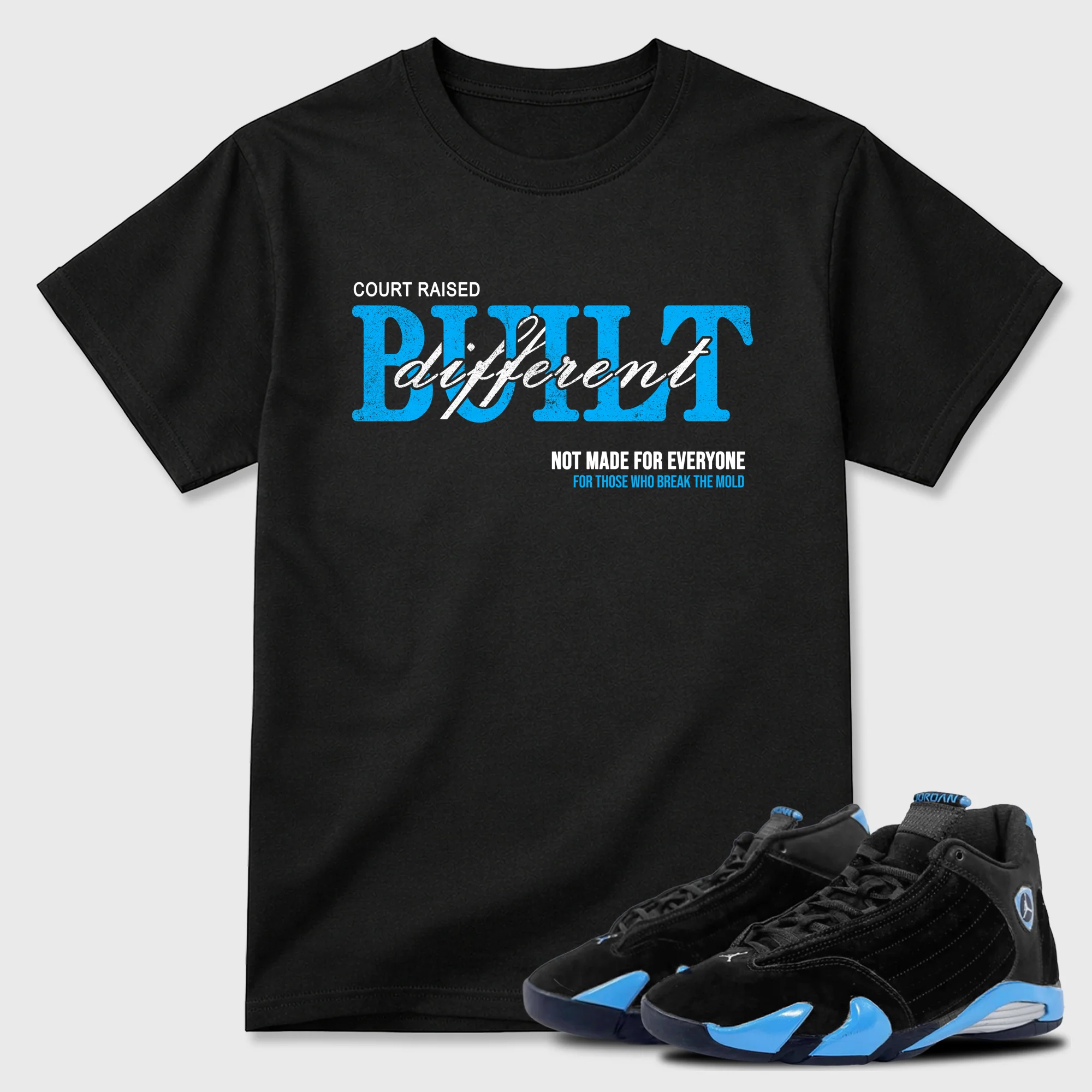Vintage Built Different Sneaker Tees - Air Jordan 14 University Blue