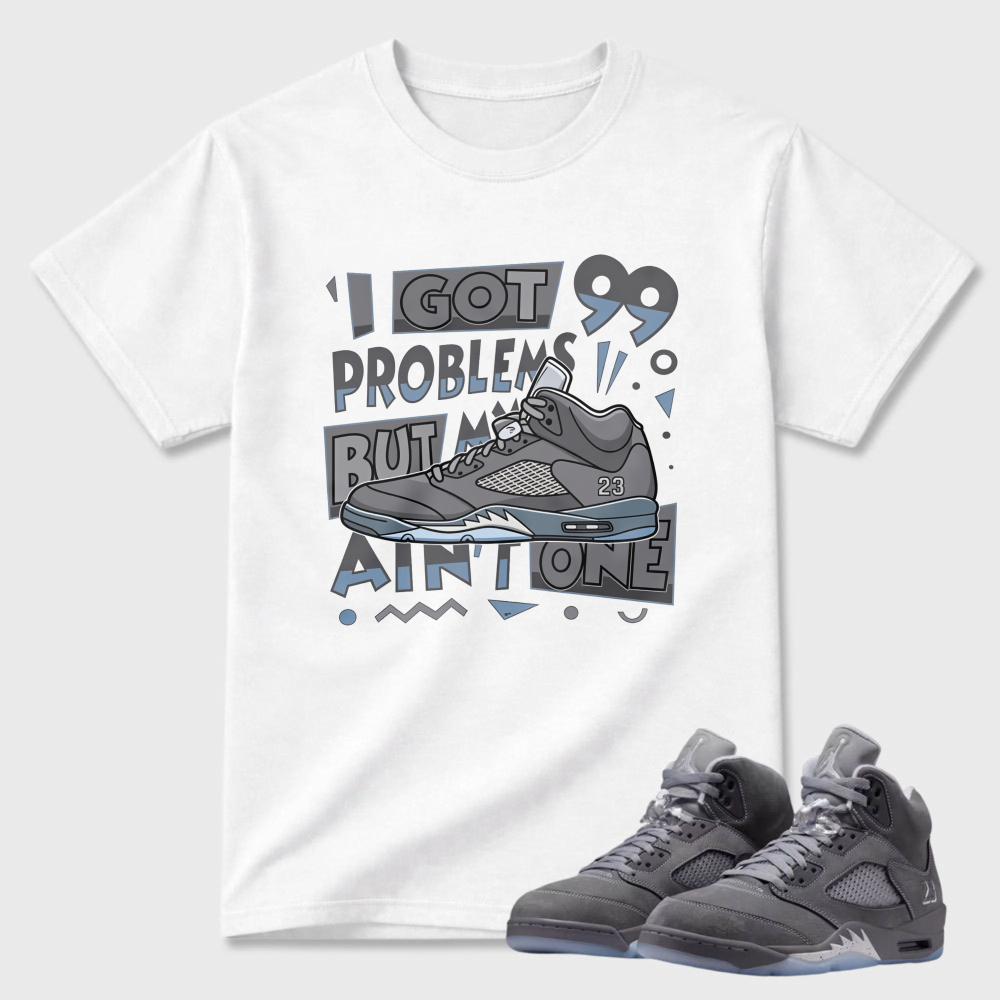 I Got Problems But One Sneaker T Shirt Matching Air Jordan 5 Wolf Grey
