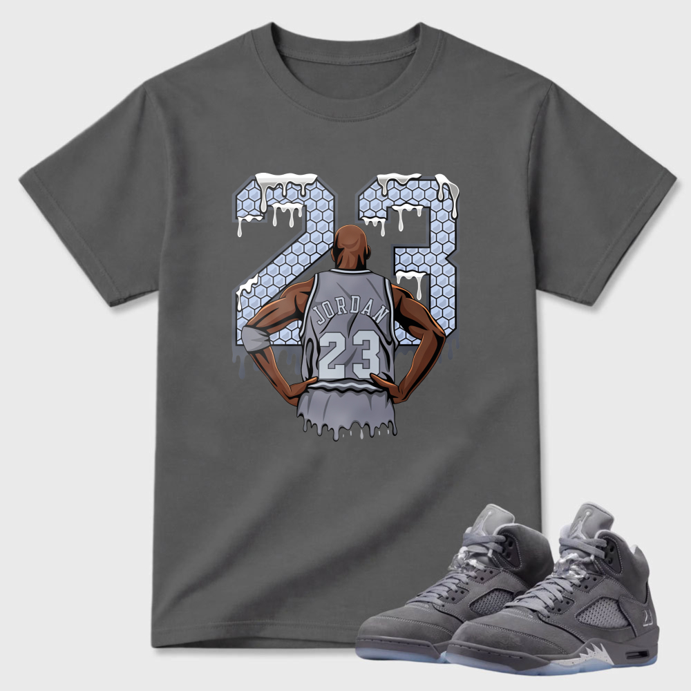 Ice Drip Jordan 23 Number Sneaker T Shirt Matching Air Jordan 5 Wolf Grey