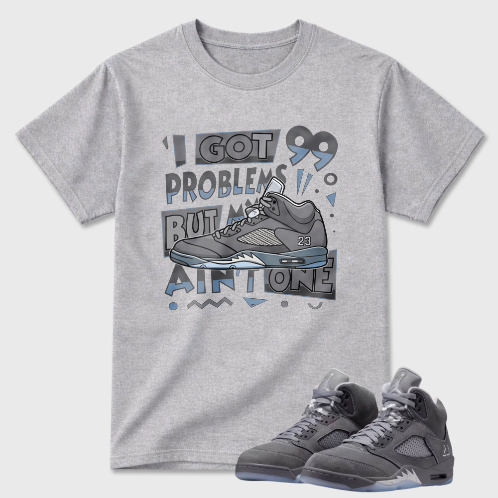 I Got Problems But One Sneaker T Shirt Matching Air Jordan 5 Wolf Grey