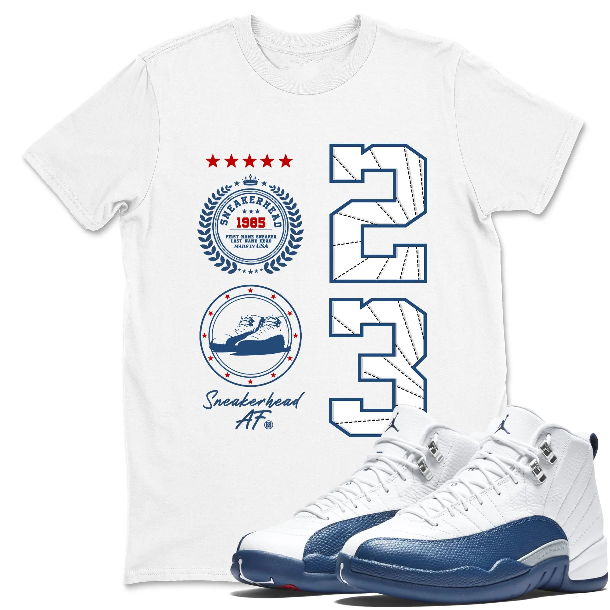 Sneaker Emblem Sneaker Tees - Air Jordan 12 French Blue