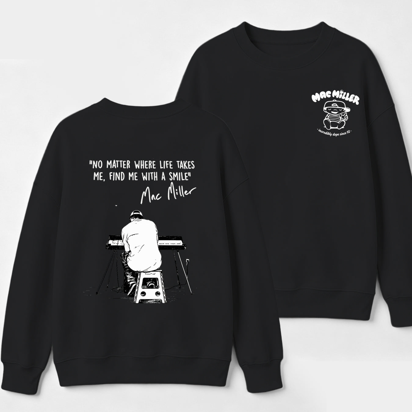 "No Matter Where Life Takes Me, Find Me With A Smile" Mac Miller Album Collage Sweatshirt