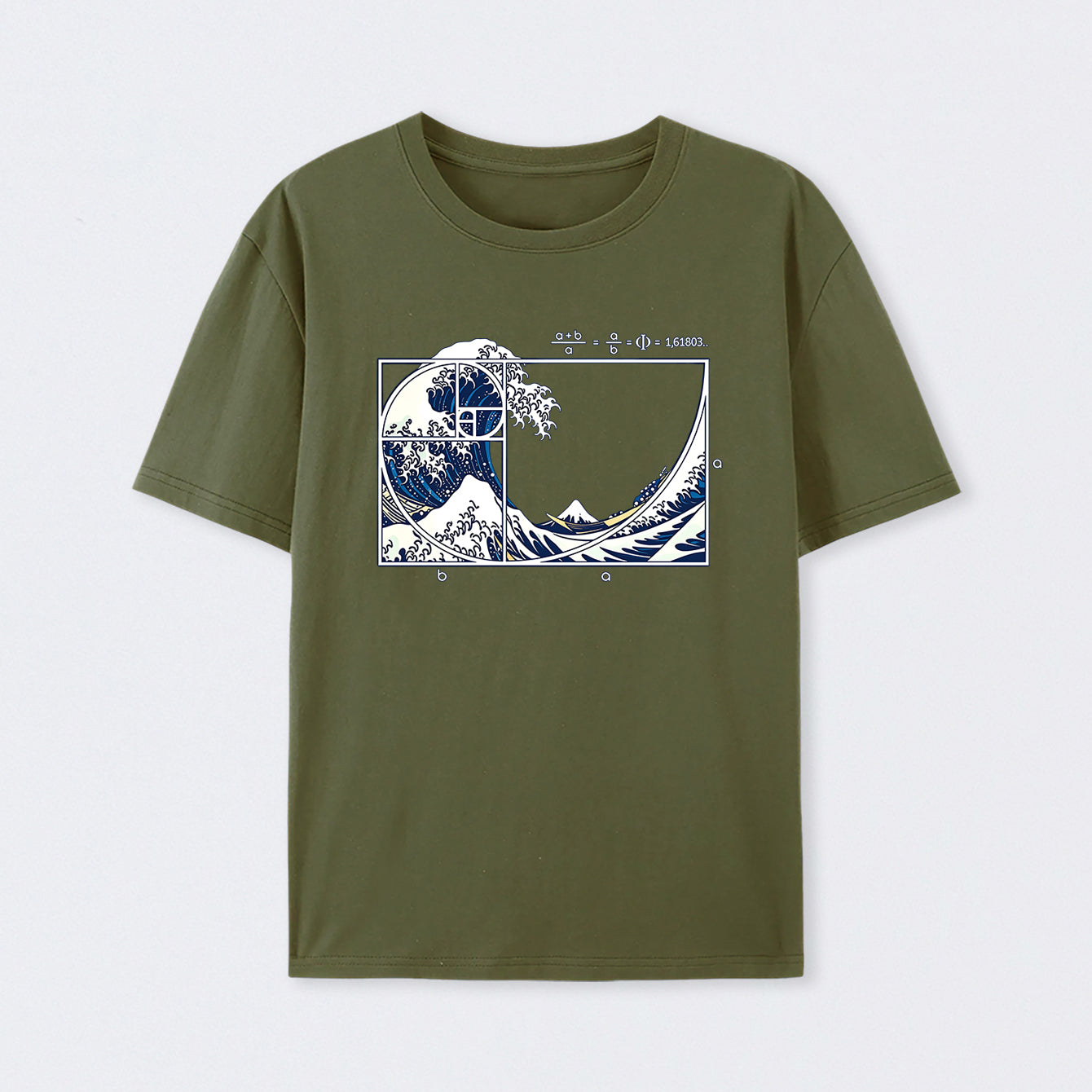 Army Green The Great Fibonacci Wave Science T-Shirt