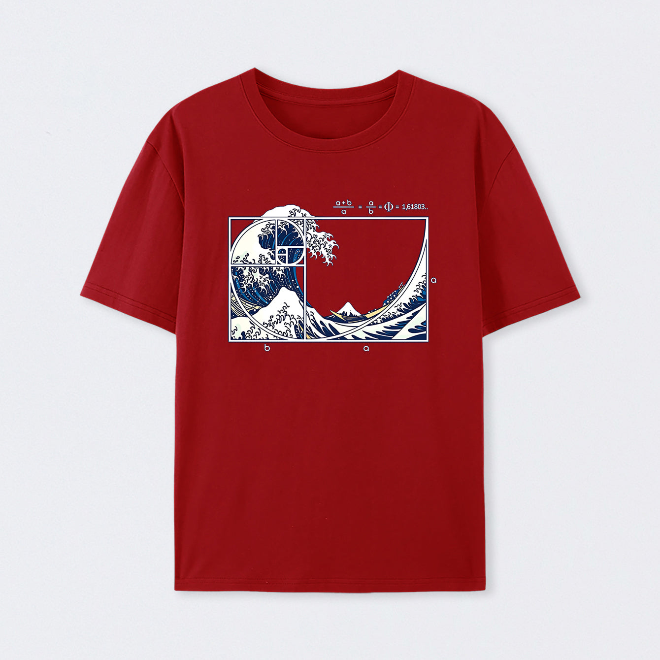 Red The Great Fibonacci Wave Science T-Shirt