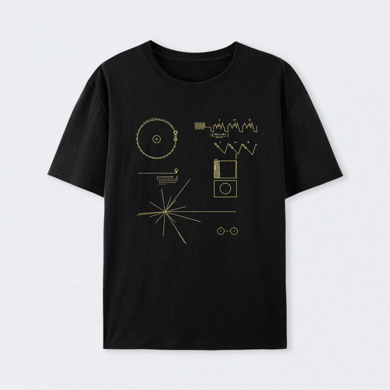 Black The Voyager Golden Record T-Shirt