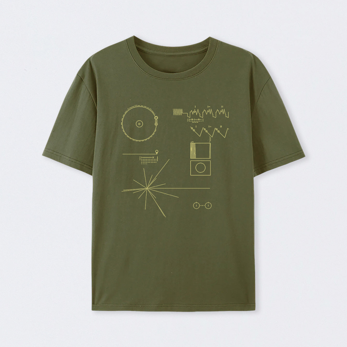 Army Green The Voyager Golden Record T-Shirt