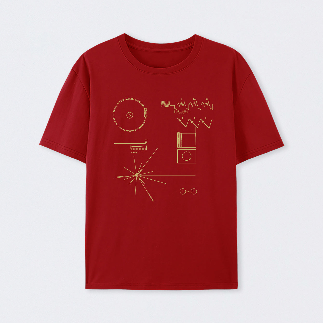 Red The Voyager Golden Record T-Shirt