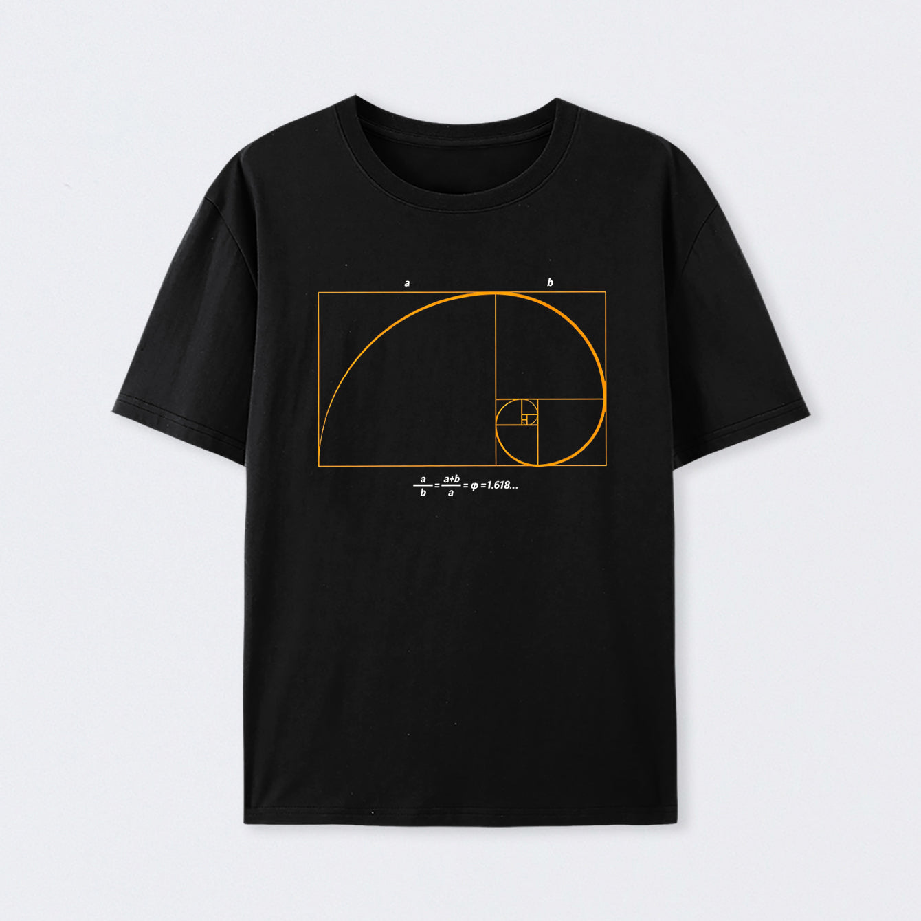 Black Fibonacci Math Art Science Engineer T-Shirt