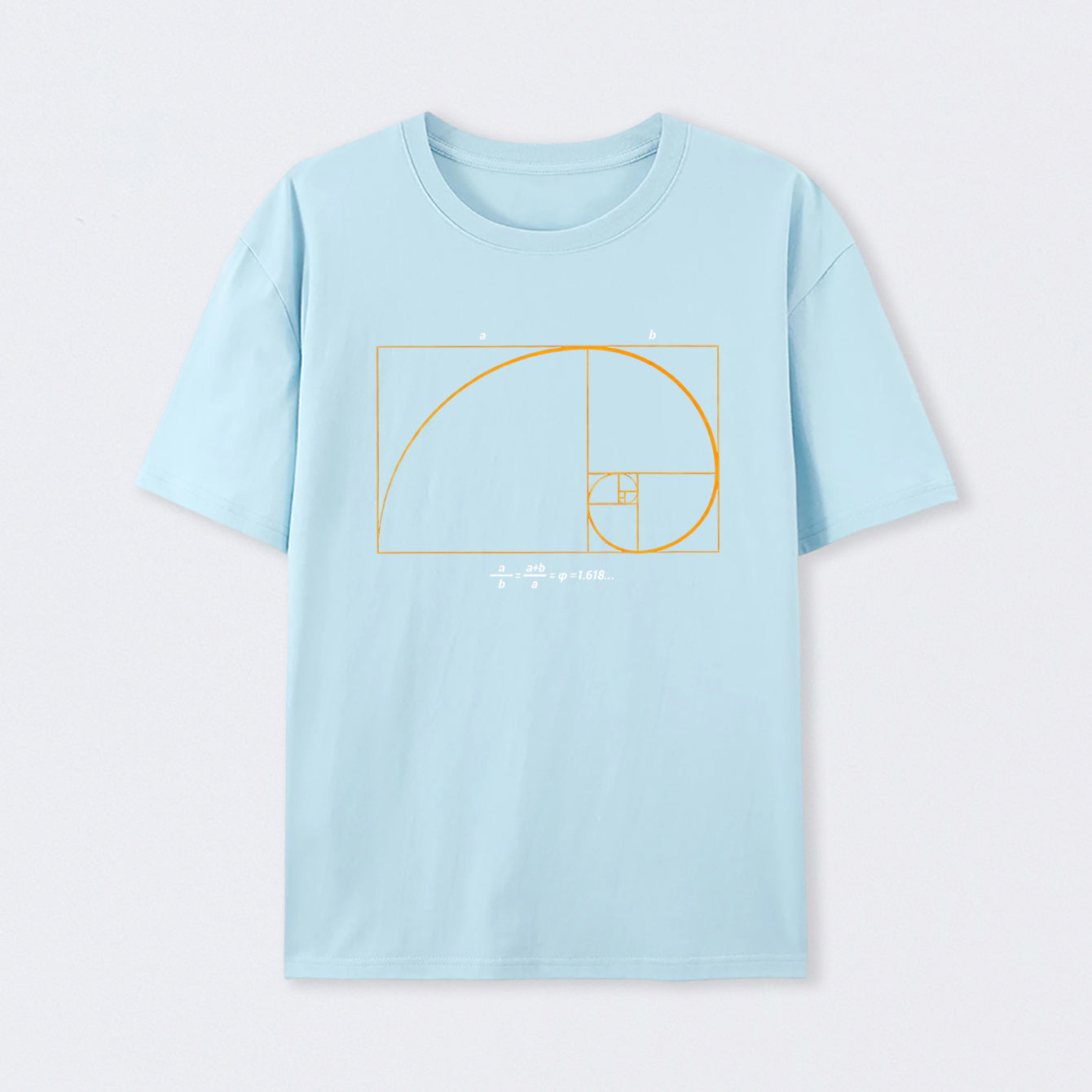 Light Blue Fibonacci Math Art Science Engineer T-Shirt