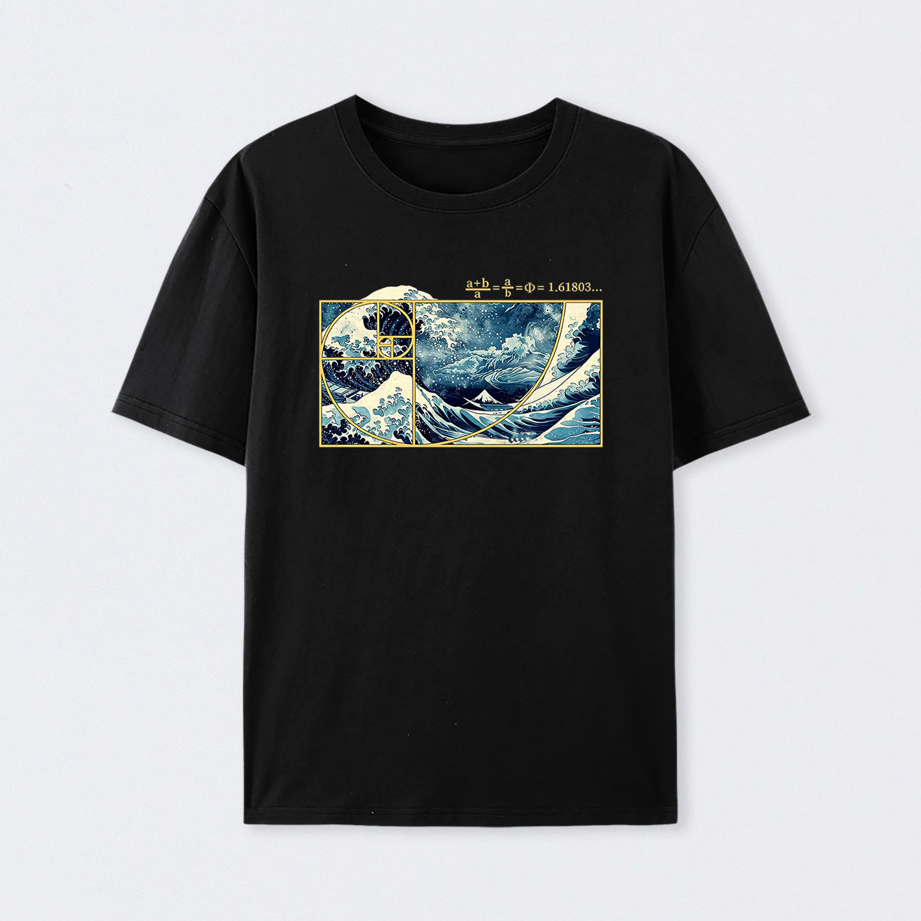 Black The Great Fibonacci Wave Science T-Shirt
