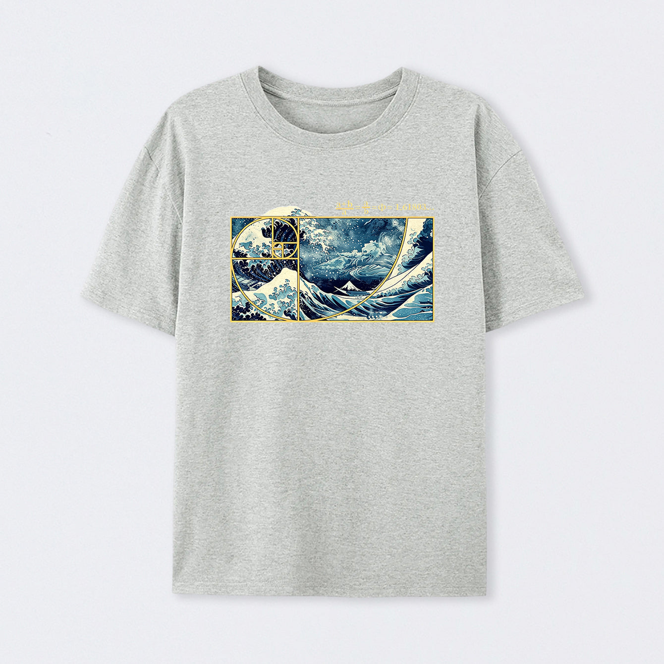 Grey The Great Fibonacci Wave Science T-Shirt