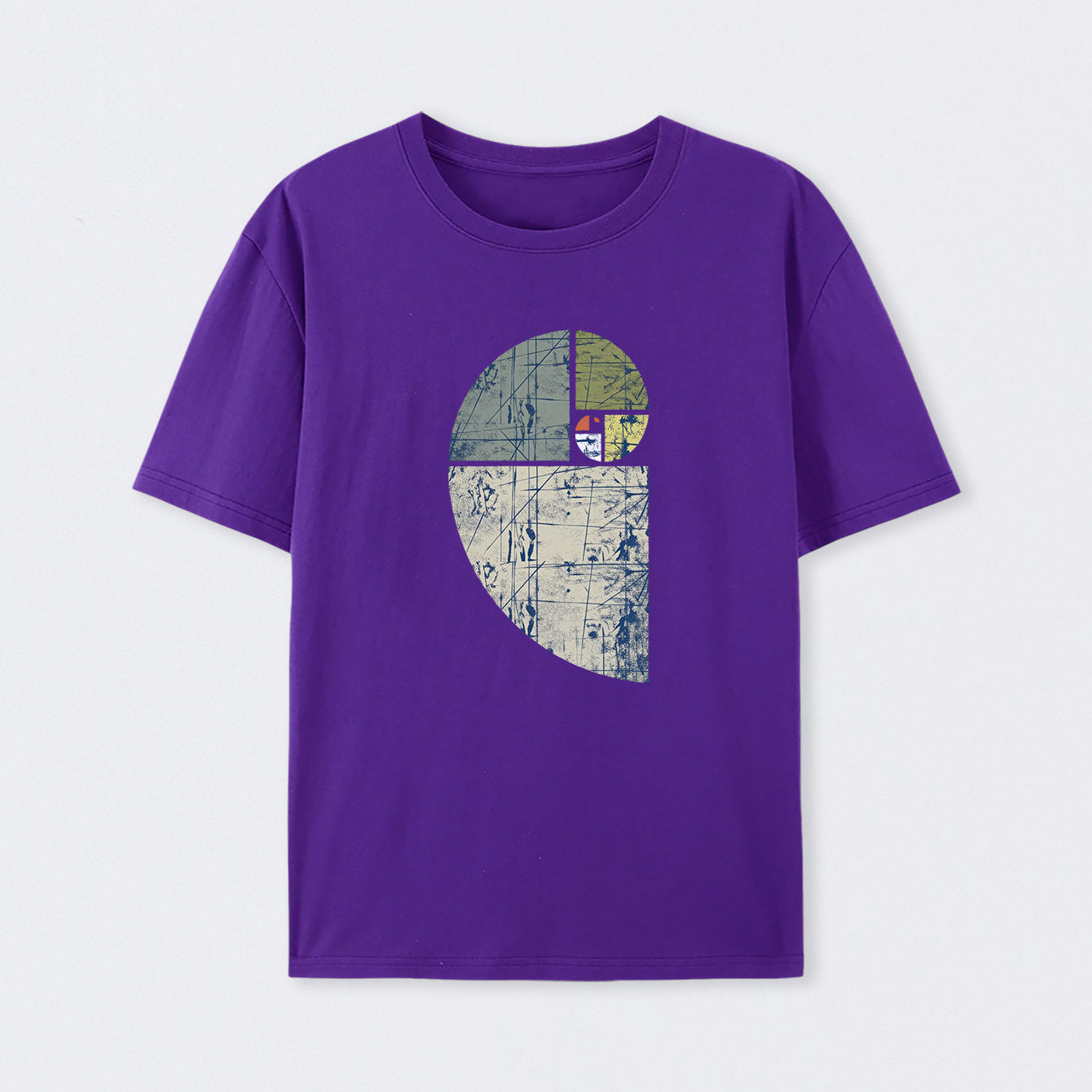 Purple Distressed Fibonacci Spiral Graphic T-Shirt