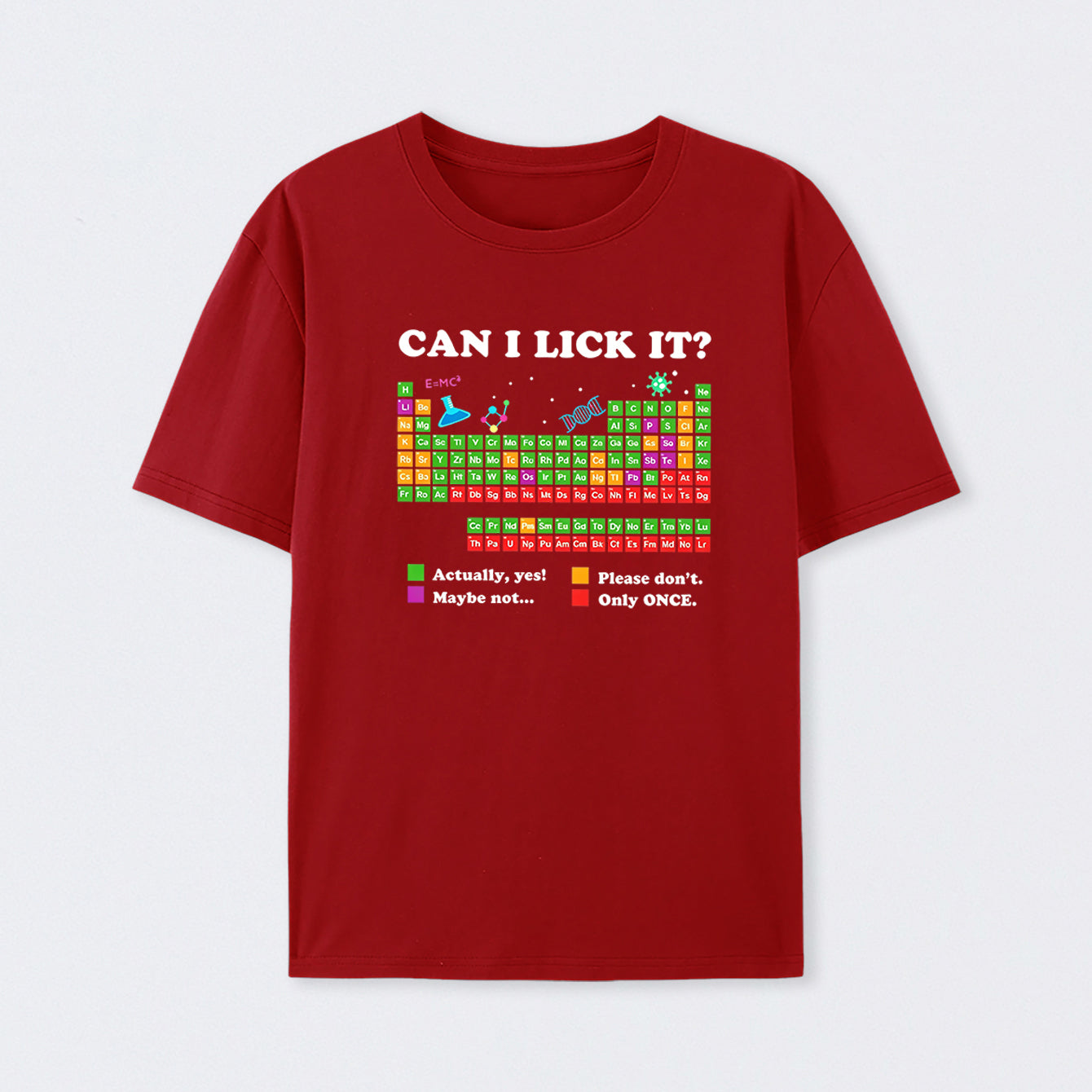 Red Can I Lick It Periodic Humour Science T-Shirt