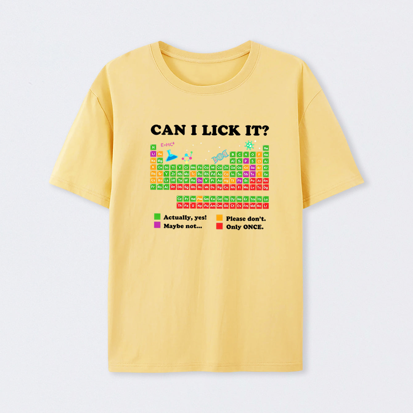 Yellow Can I Lick It Periodic Humour Science T-Shirt