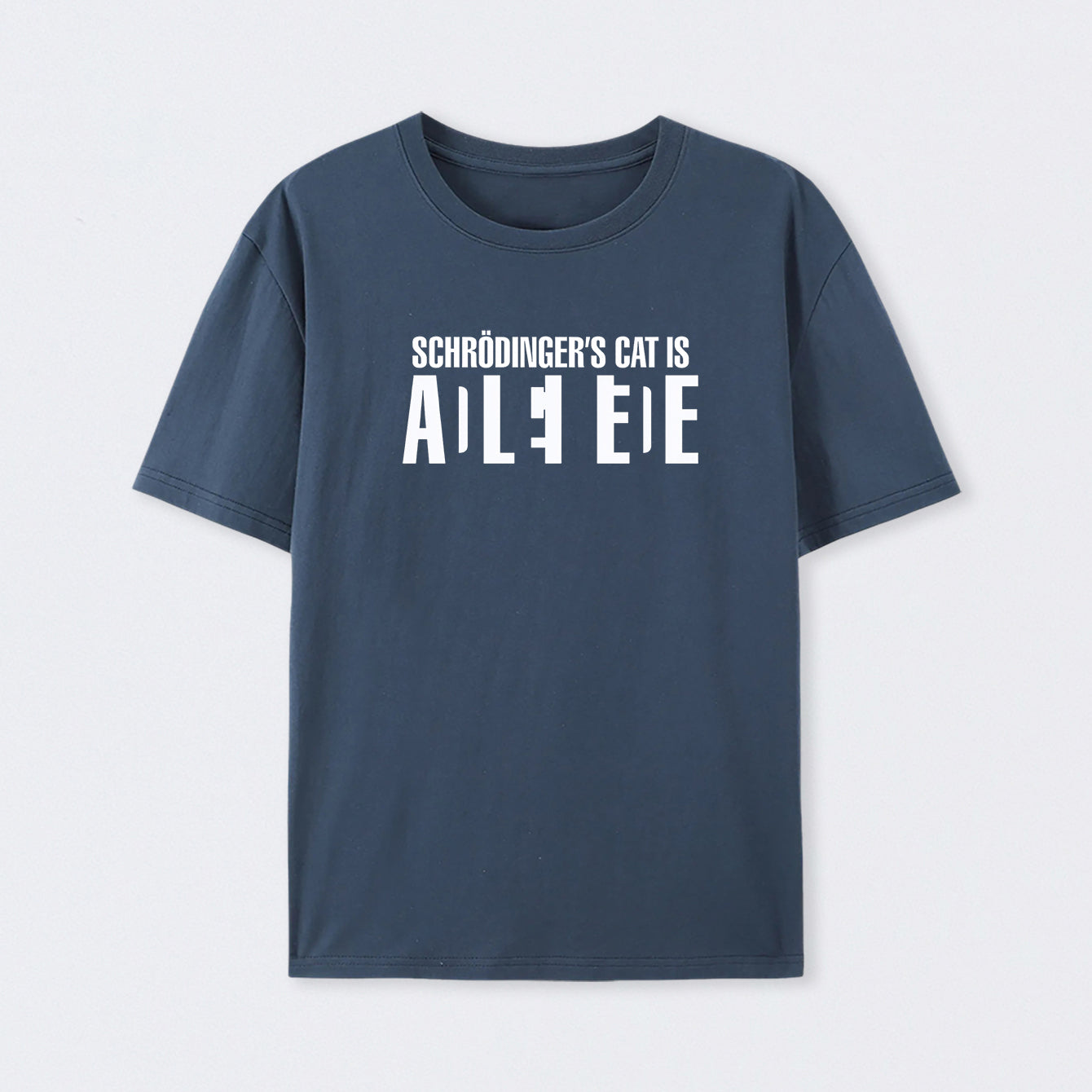 Navy Schr?dinger's Cat ADLEIAVDE Science T-Shirt