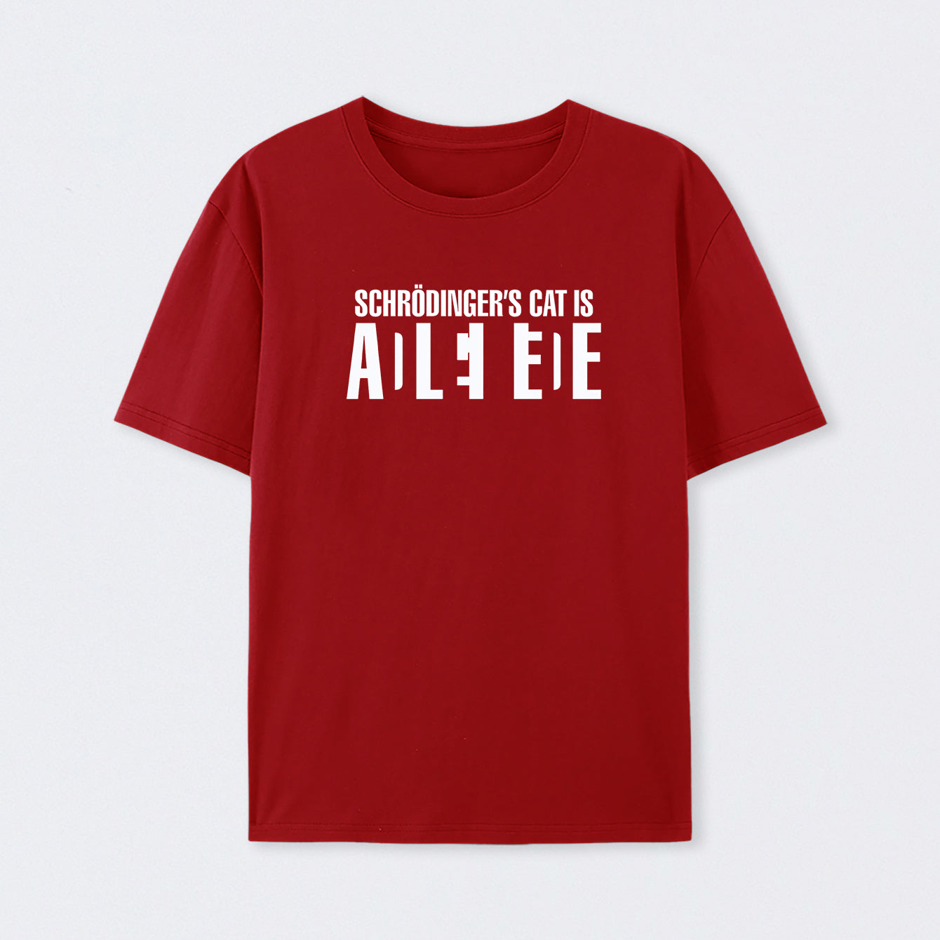 Red Schr?dinger's Cat ADLEIAVDE Science T-Shirt