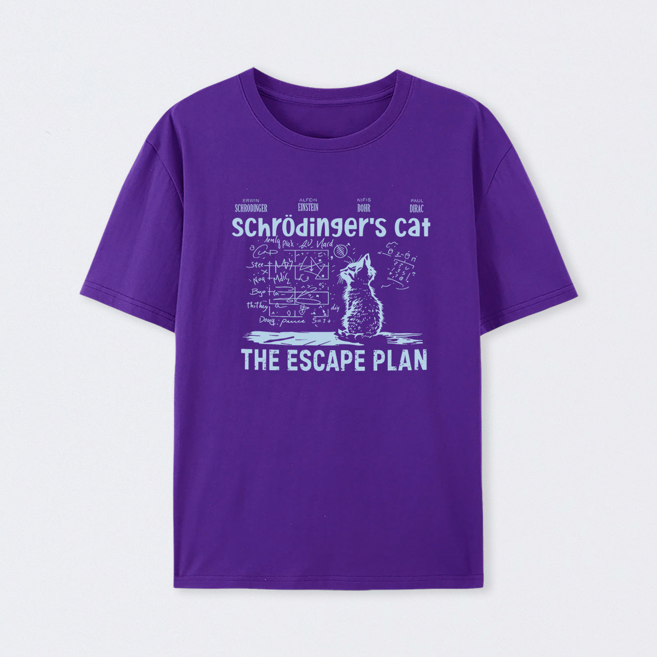 Purple Schr?dinger's Cat Escape Plan Interesting Physics Science T-Shirt