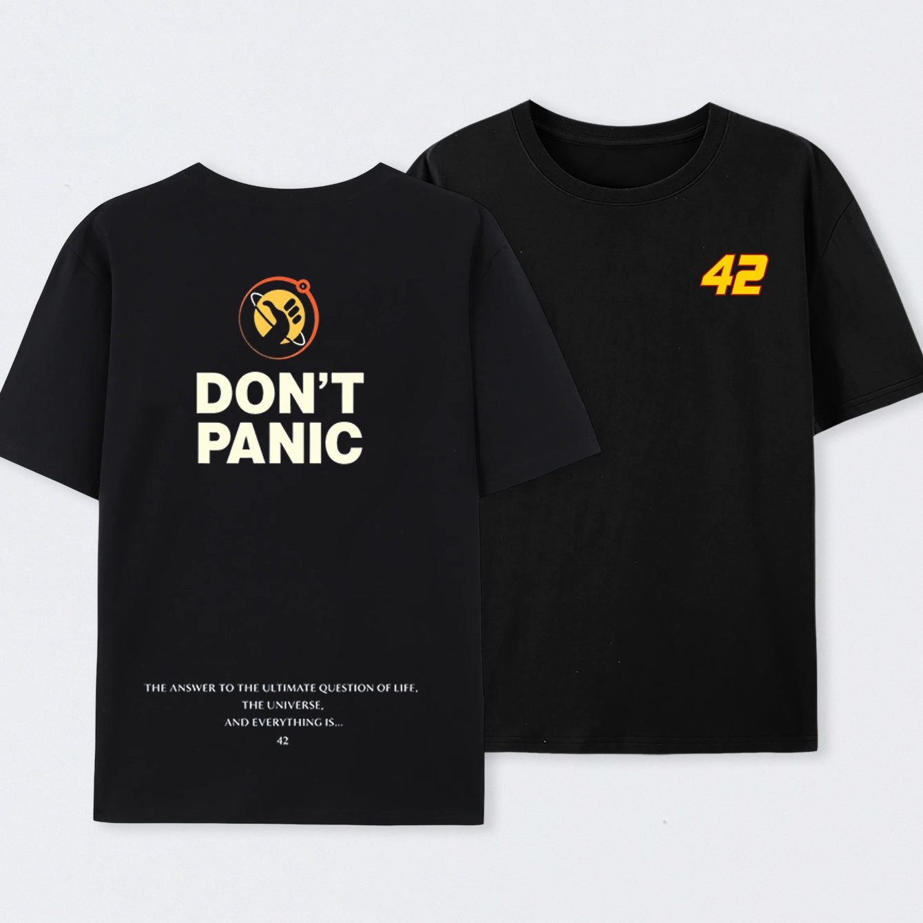 Don't Panic Front and Back Printed Cotton Unisex T-Shirt