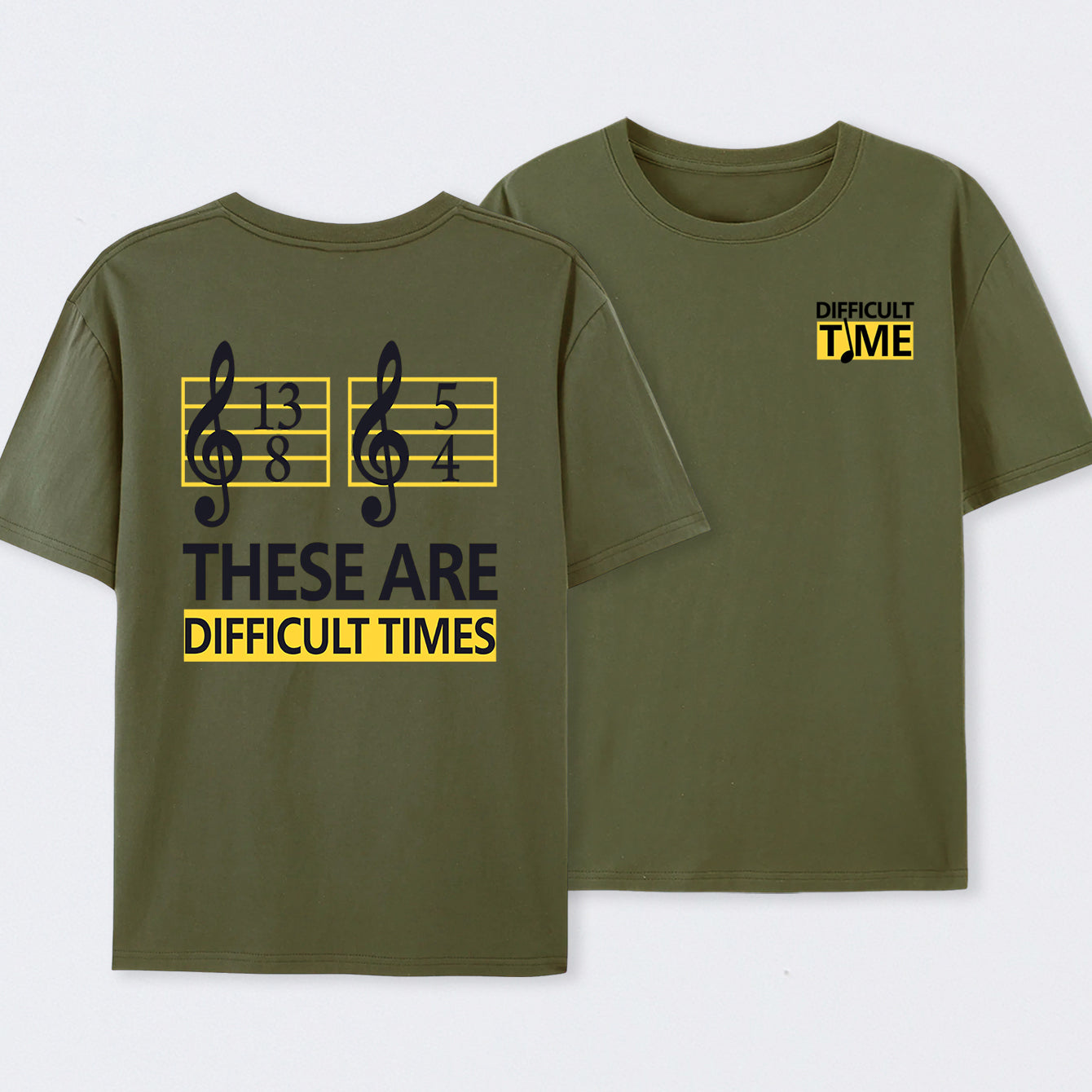 Difficult Times Front and Back Printed T-Shirt