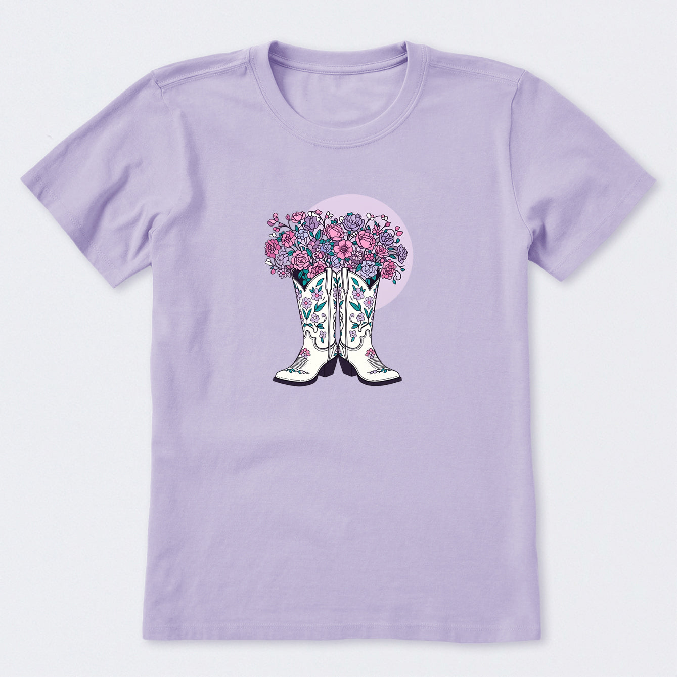 Foral Cowgirl Boots Short Sleeve T-Shirt