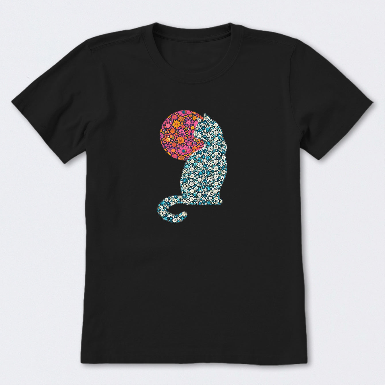 Floral Cat Sun Short Sleeve T-Shirt