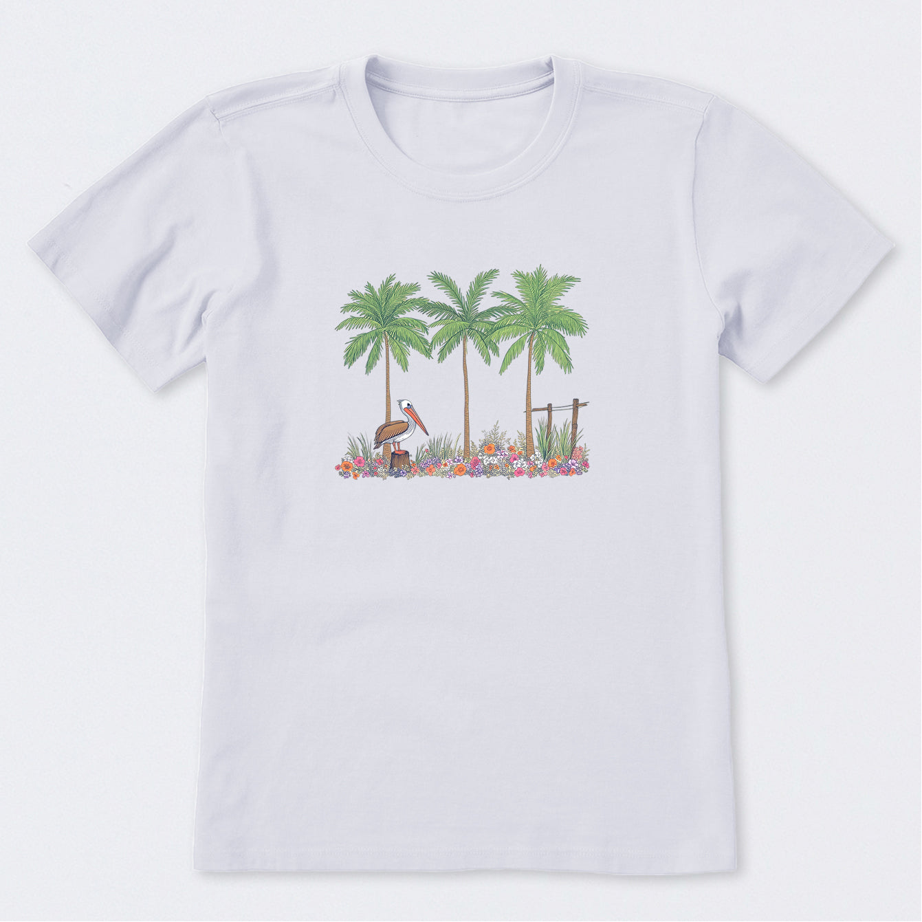 Pelican Palm Flowerbed Short Sleeve T-Shirt