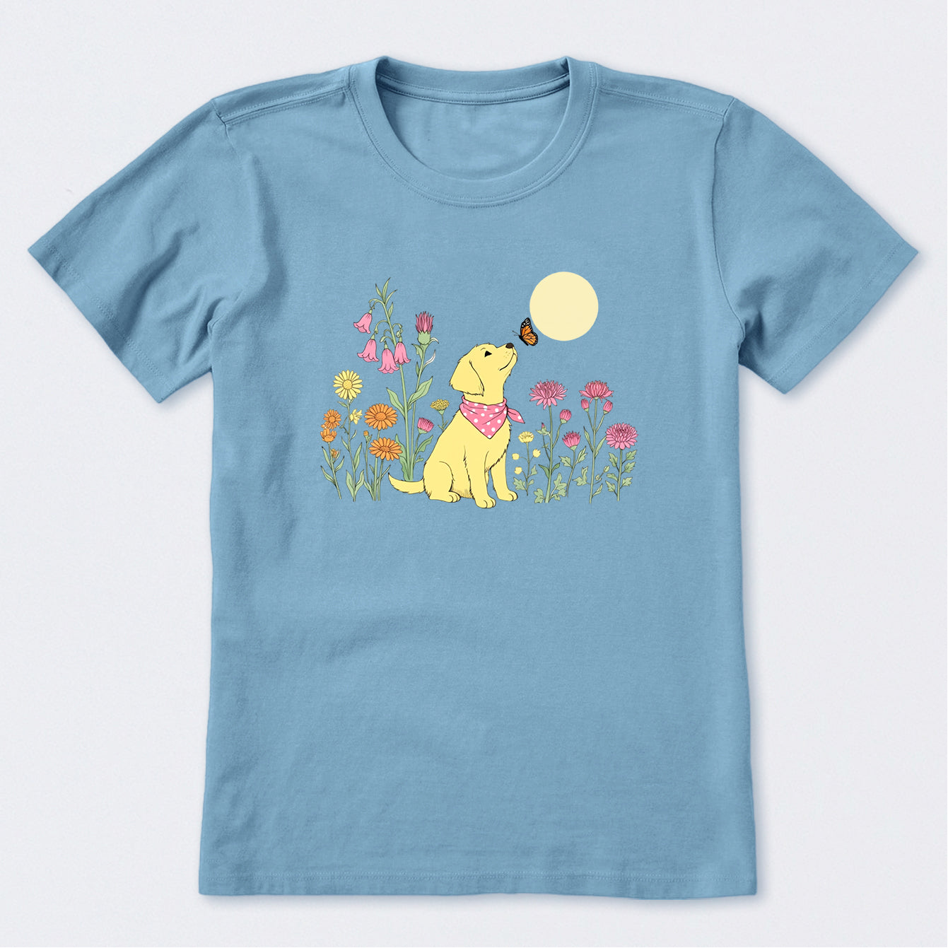 Dog Among Wildflowers Short Sleeve T-Shirt