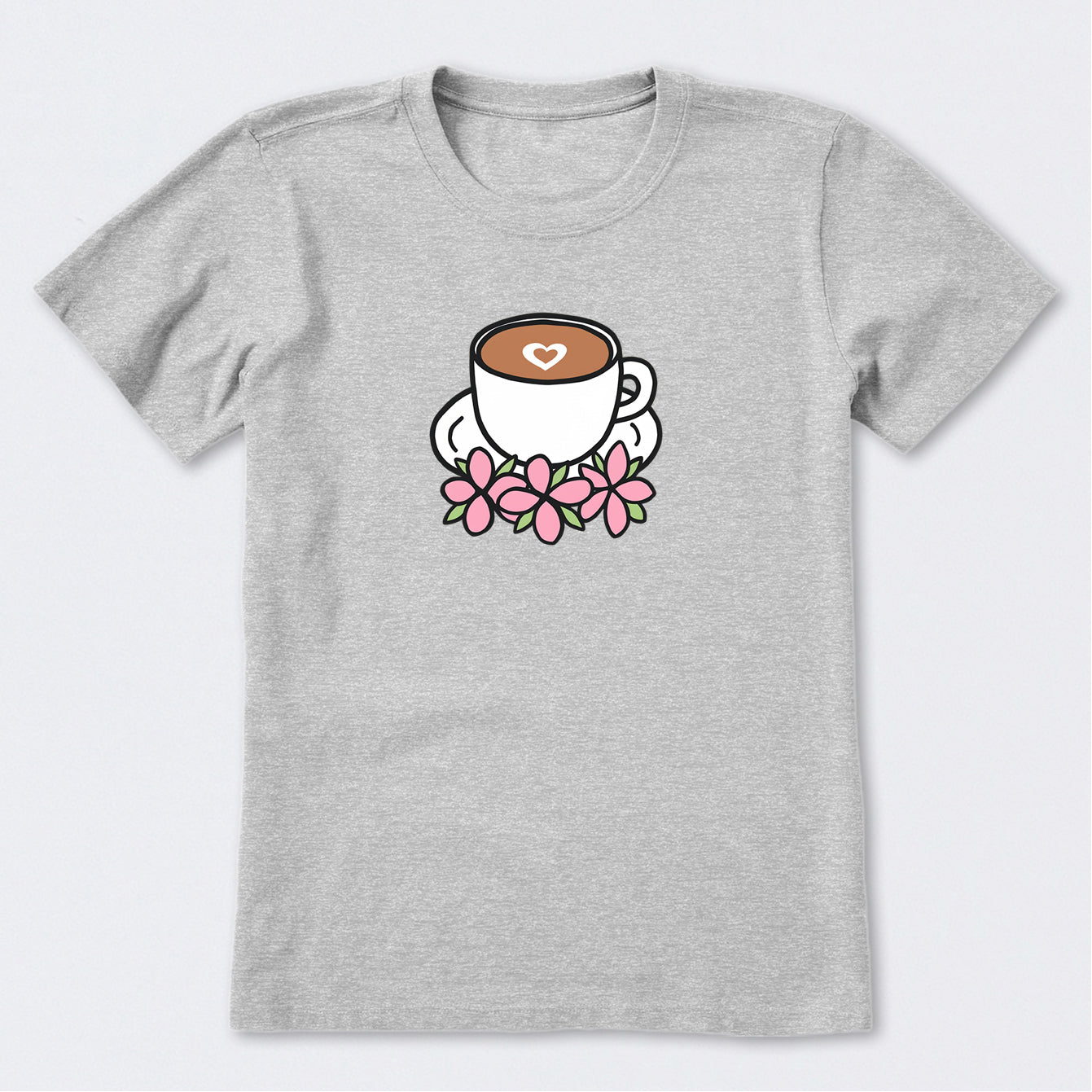 Latte Heart with Flowers Short Sleeve T-Shirt